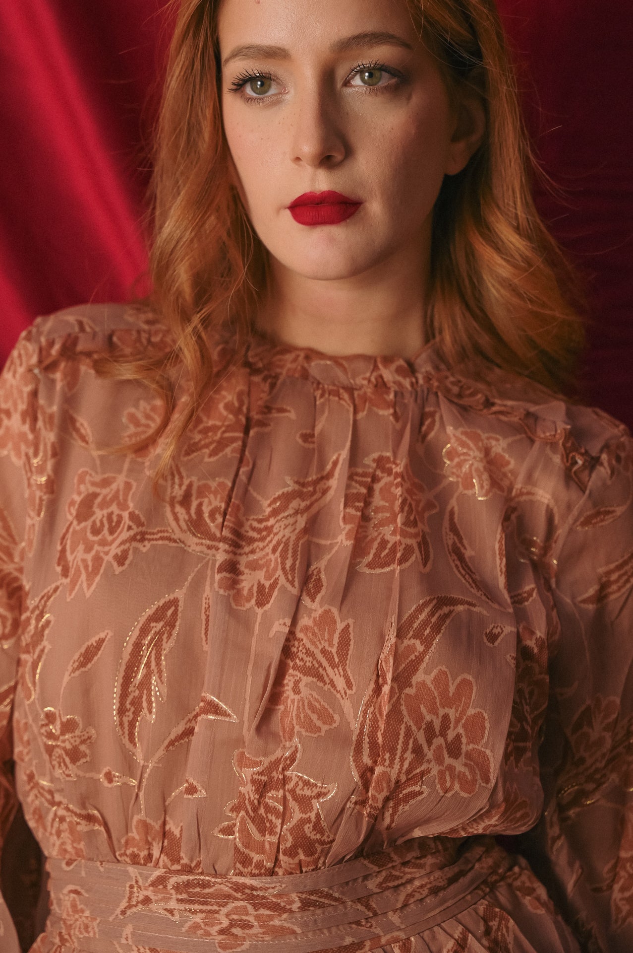 Abito in Chiffon Floreale Effetto Lurex