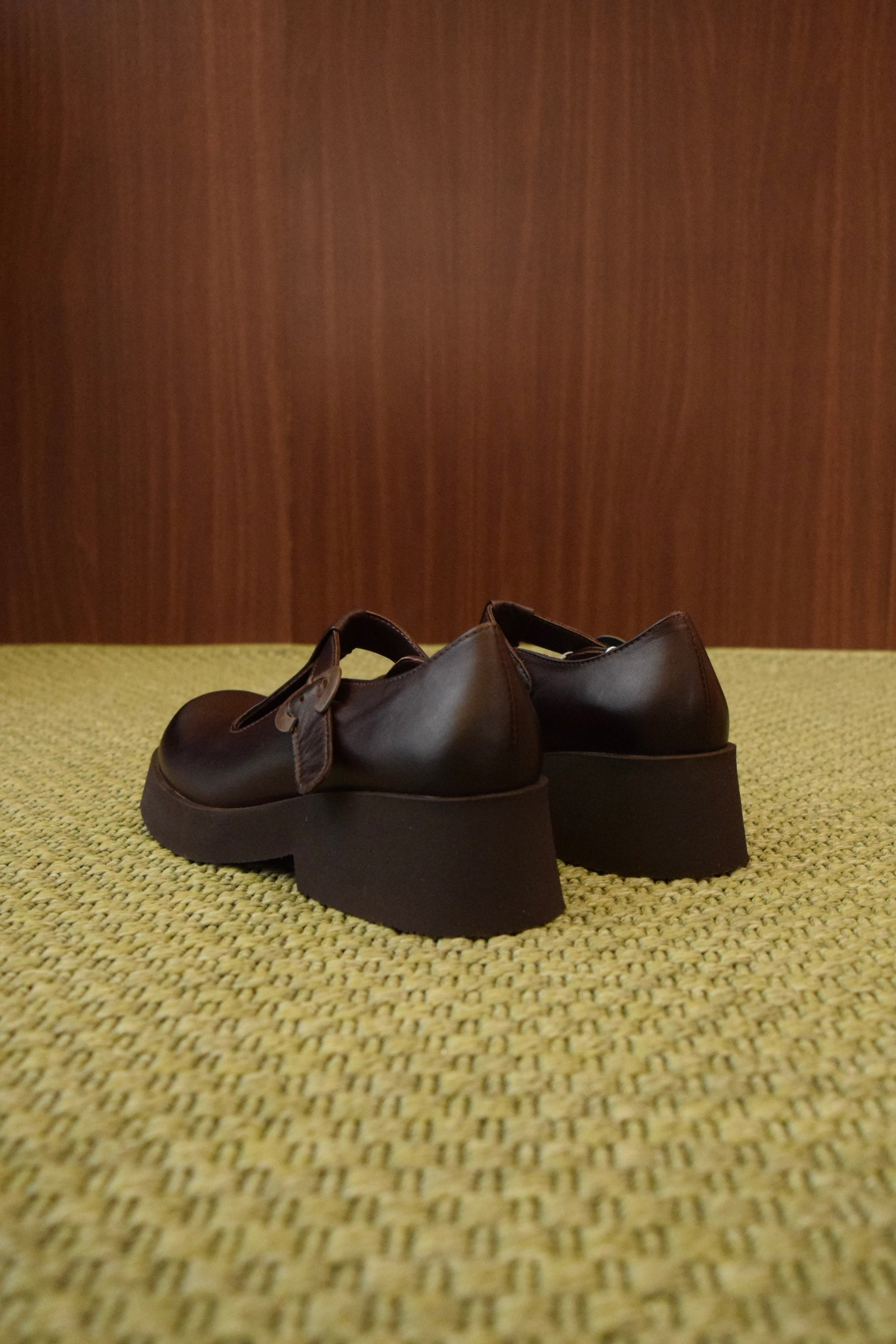 Scarpe Donna T-Bar in Pelle testa di moro | Zeppa Piattaforma Chunky | Mary Jane