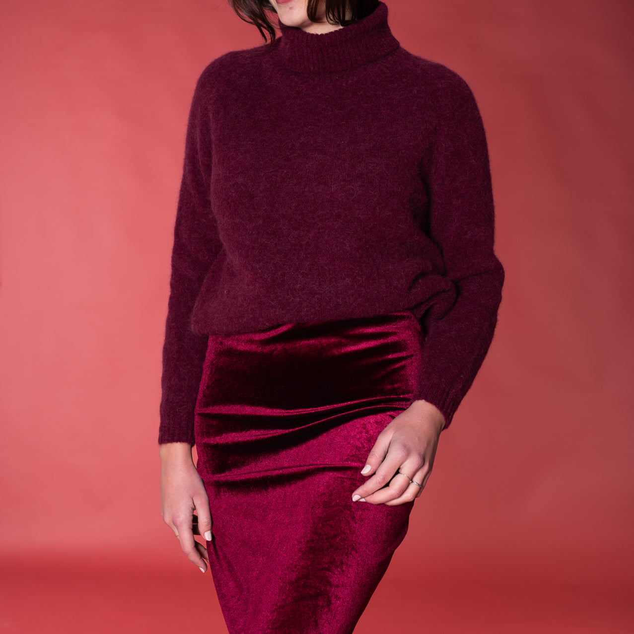 Maglione in alpaca bordeaux