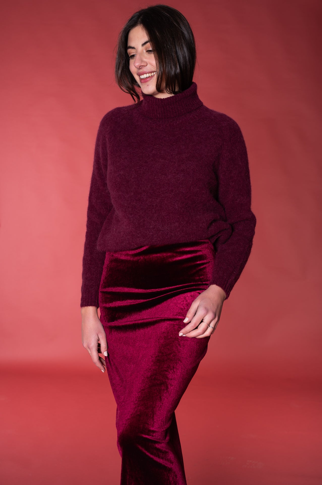 Maglione in alpaca bordeaux