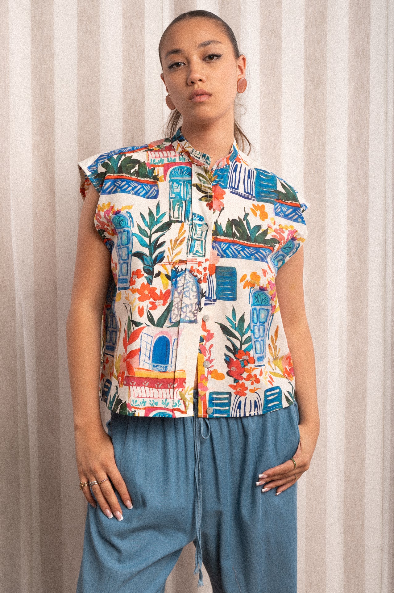 Camicia smanicata Veronica a fantasia