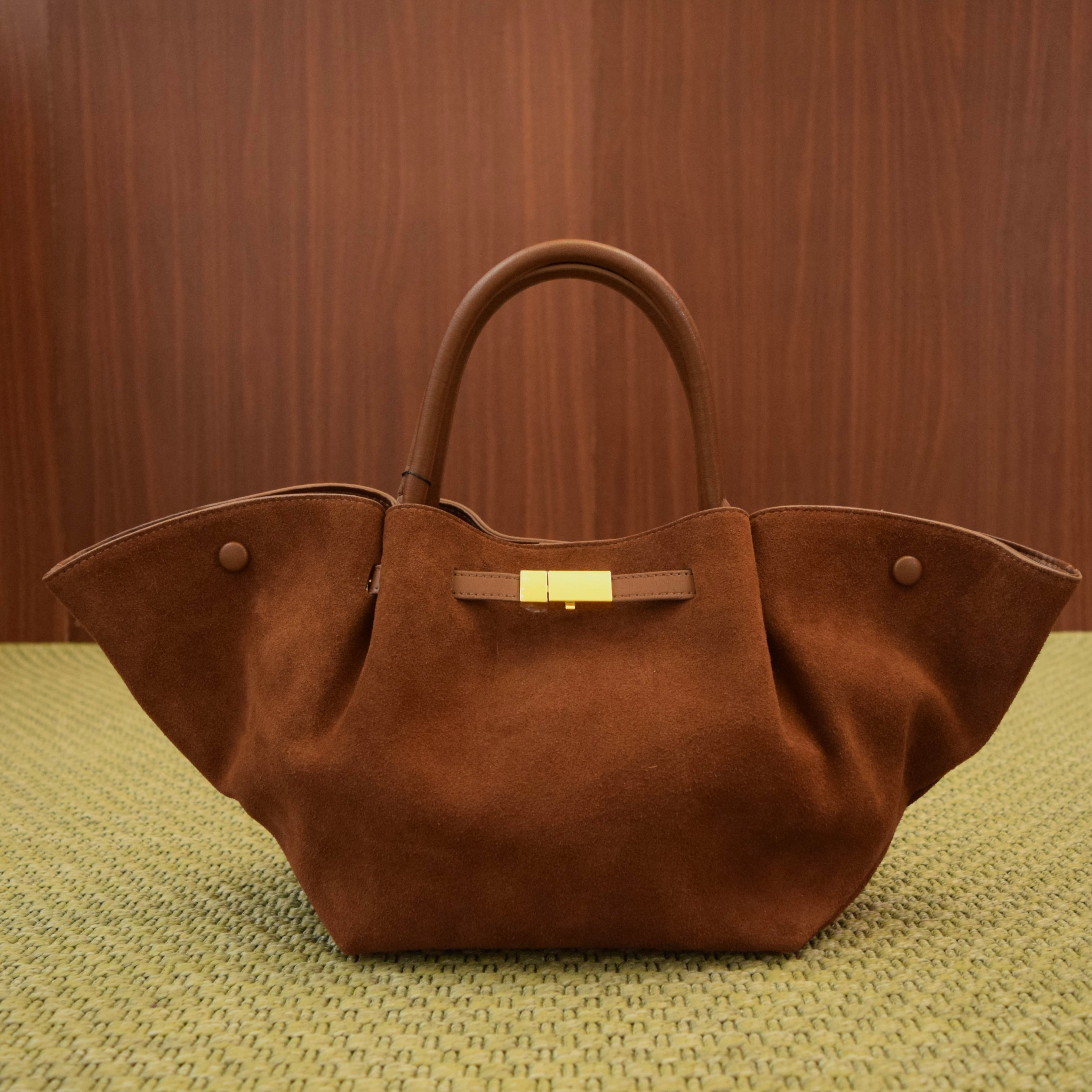 Borsa a Mano in pelle camoscio marrone