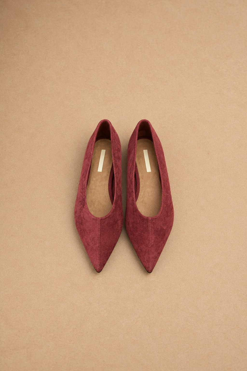 Ballerina Donna a Punta Color bordeaux Effetto Camoscio