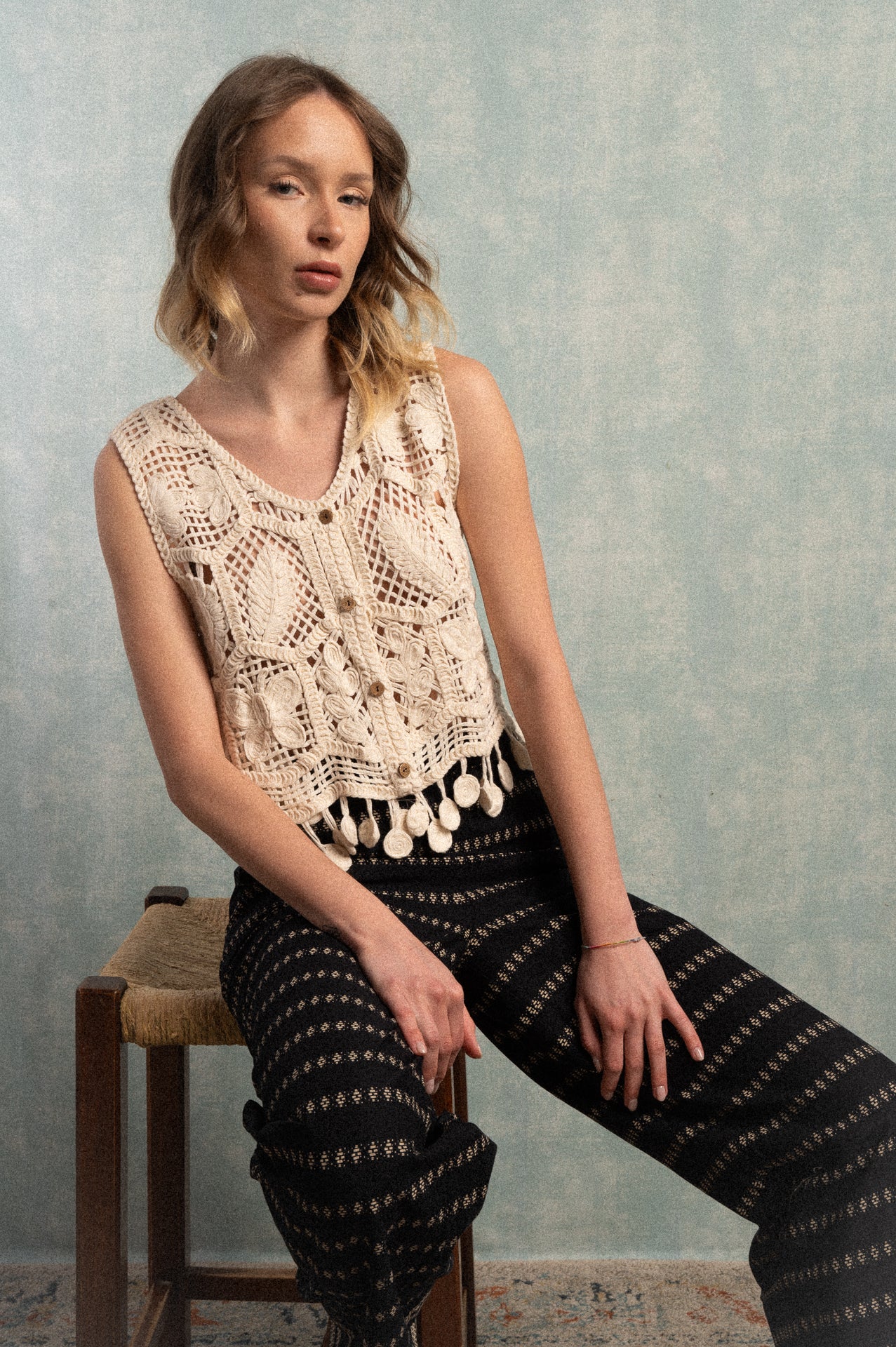 Gilet écru in crochet