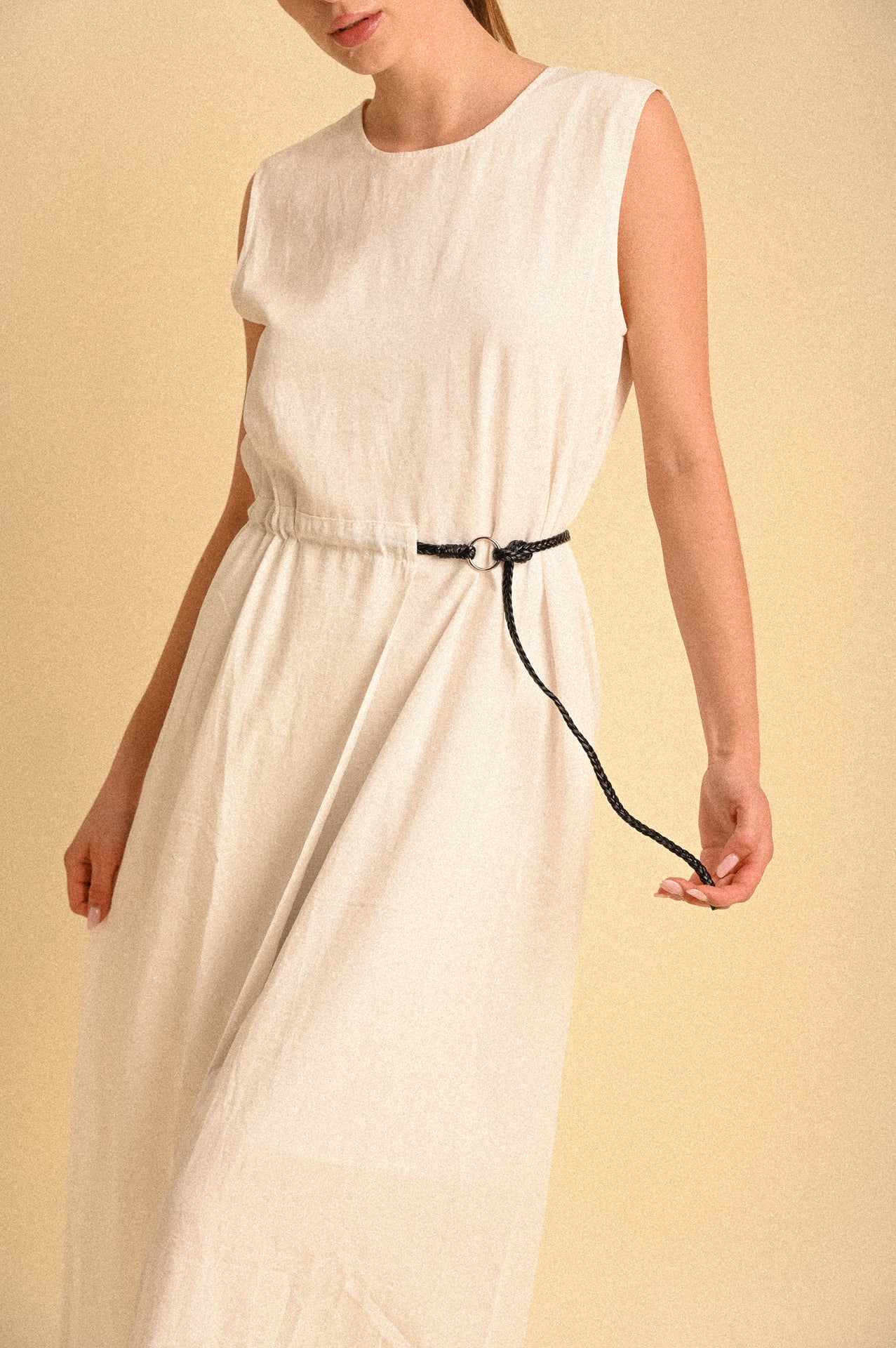 Abito bianco Sahara Donna con Cinturino Intrecciato