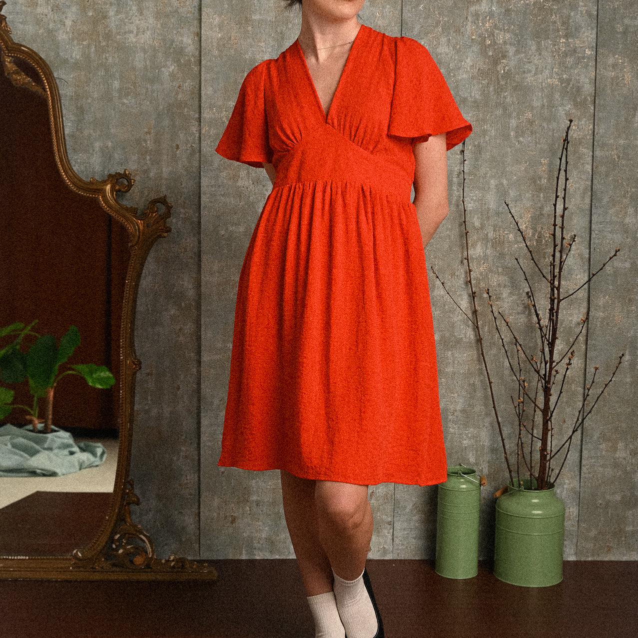 Abito Orchidea rosso Donna con Scollo Posteriore e Laccio