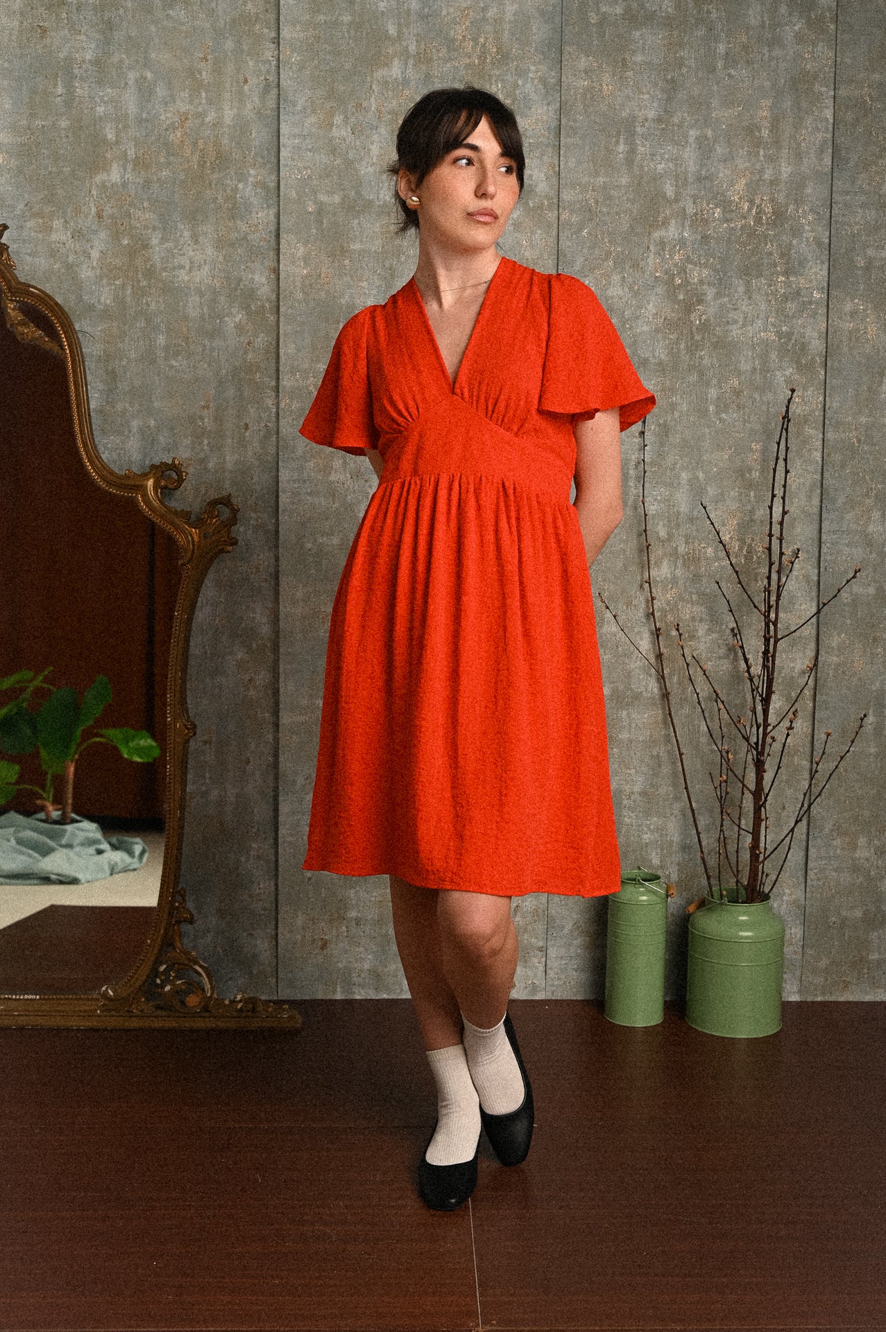 Abito Orchidea rosso Donna con Scollo Posteriore e Laccio