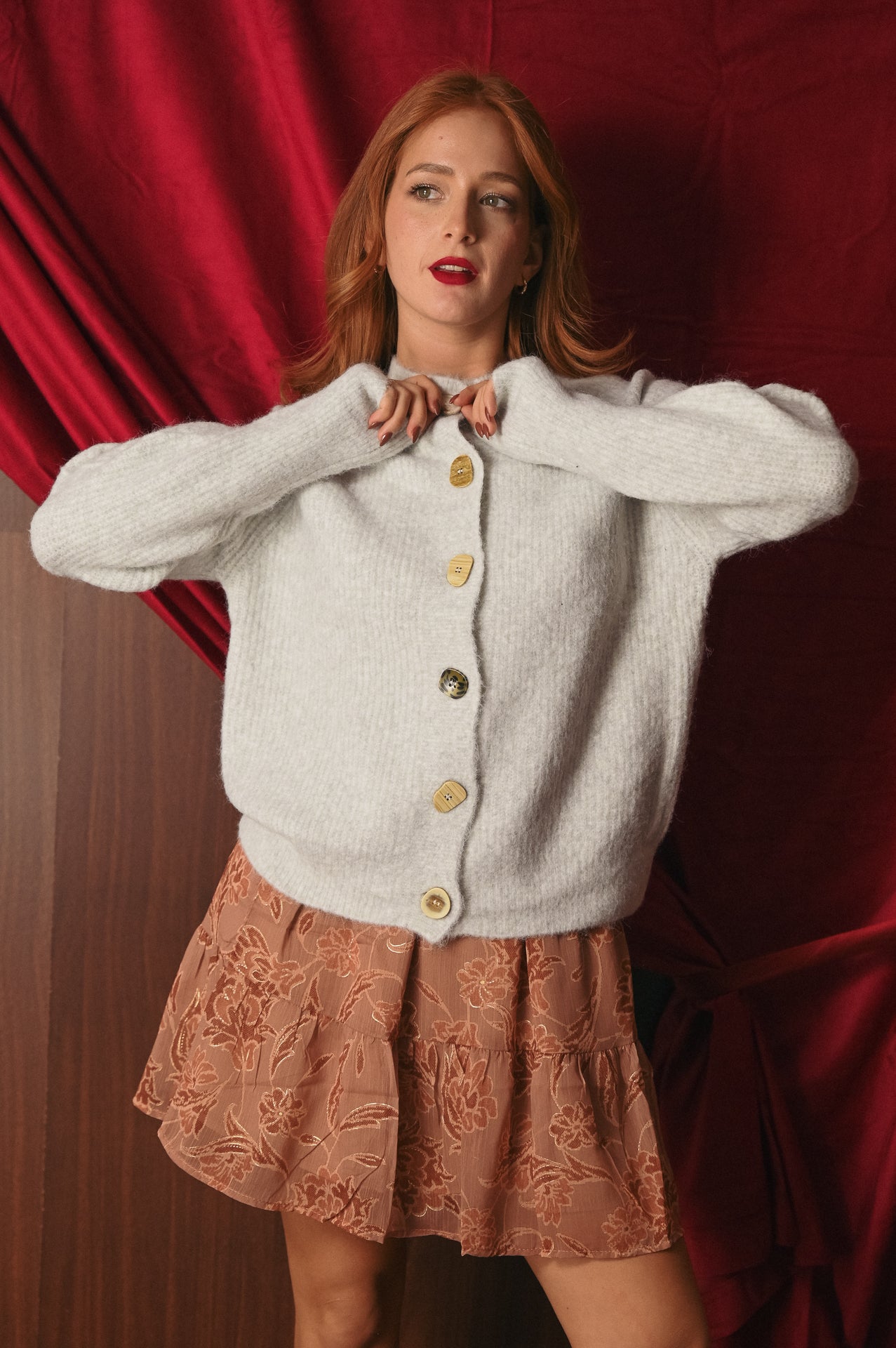 Cardigan Grigio Mélange Bottoni unici