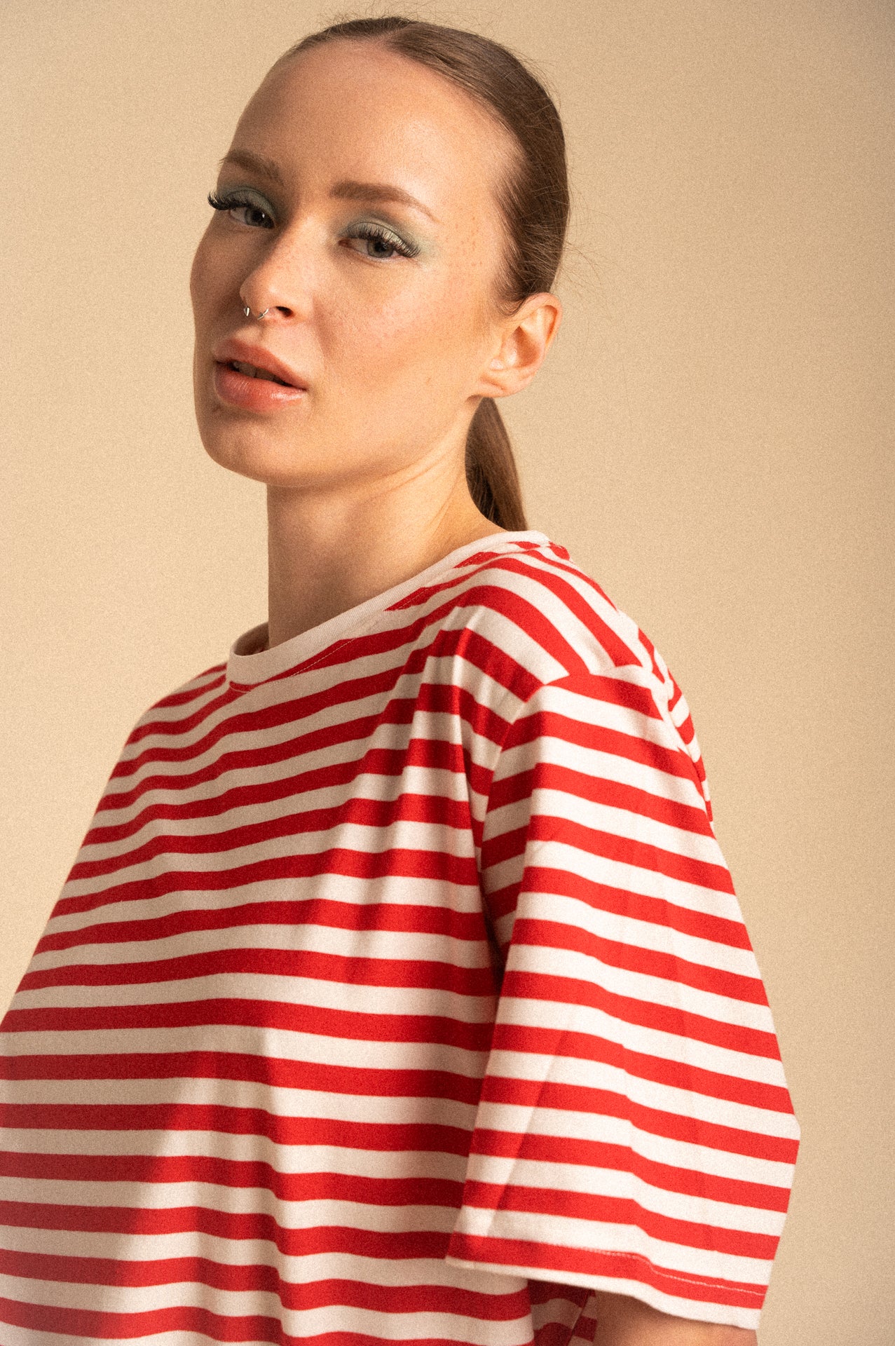 T-Shirt Breton Righe Rosso Corallo