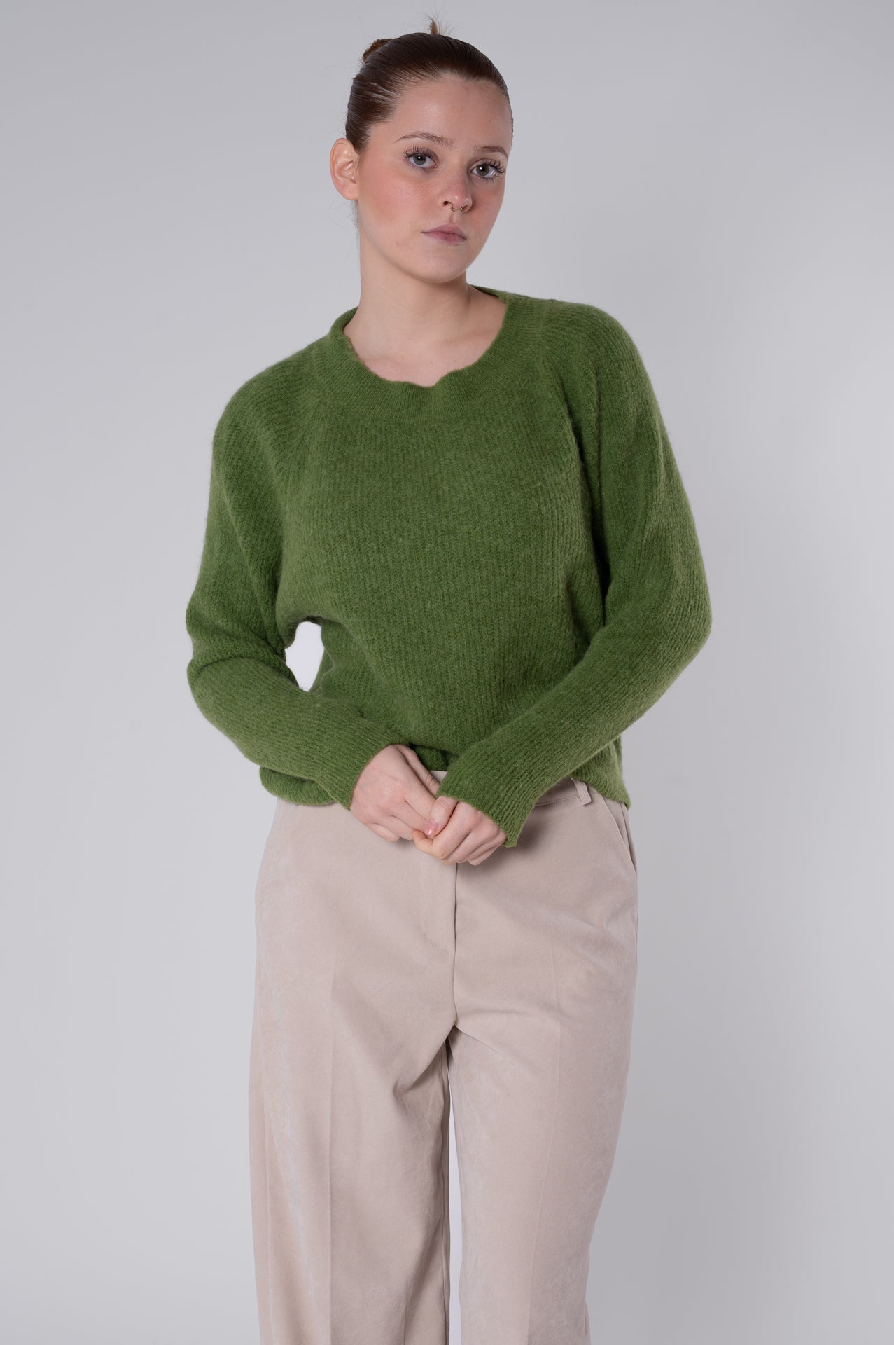 Maglione color verde in lana