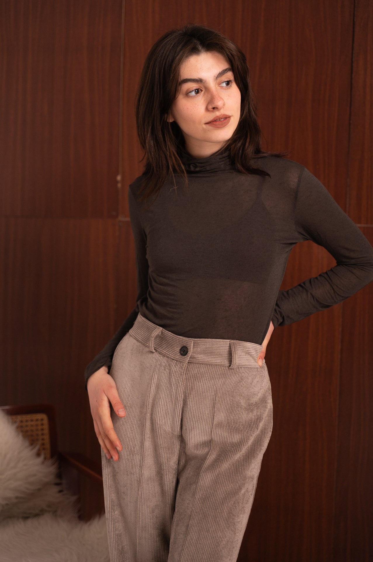 Dolcevita marrone misto cashmere