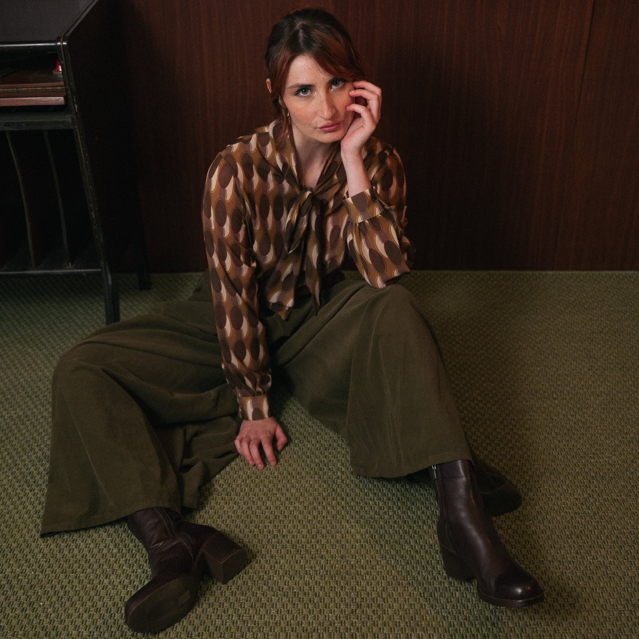 Pantaloni Palazzo Donna in Velluto a Coste | Vita Alta Verde Bosco | Made in Italy