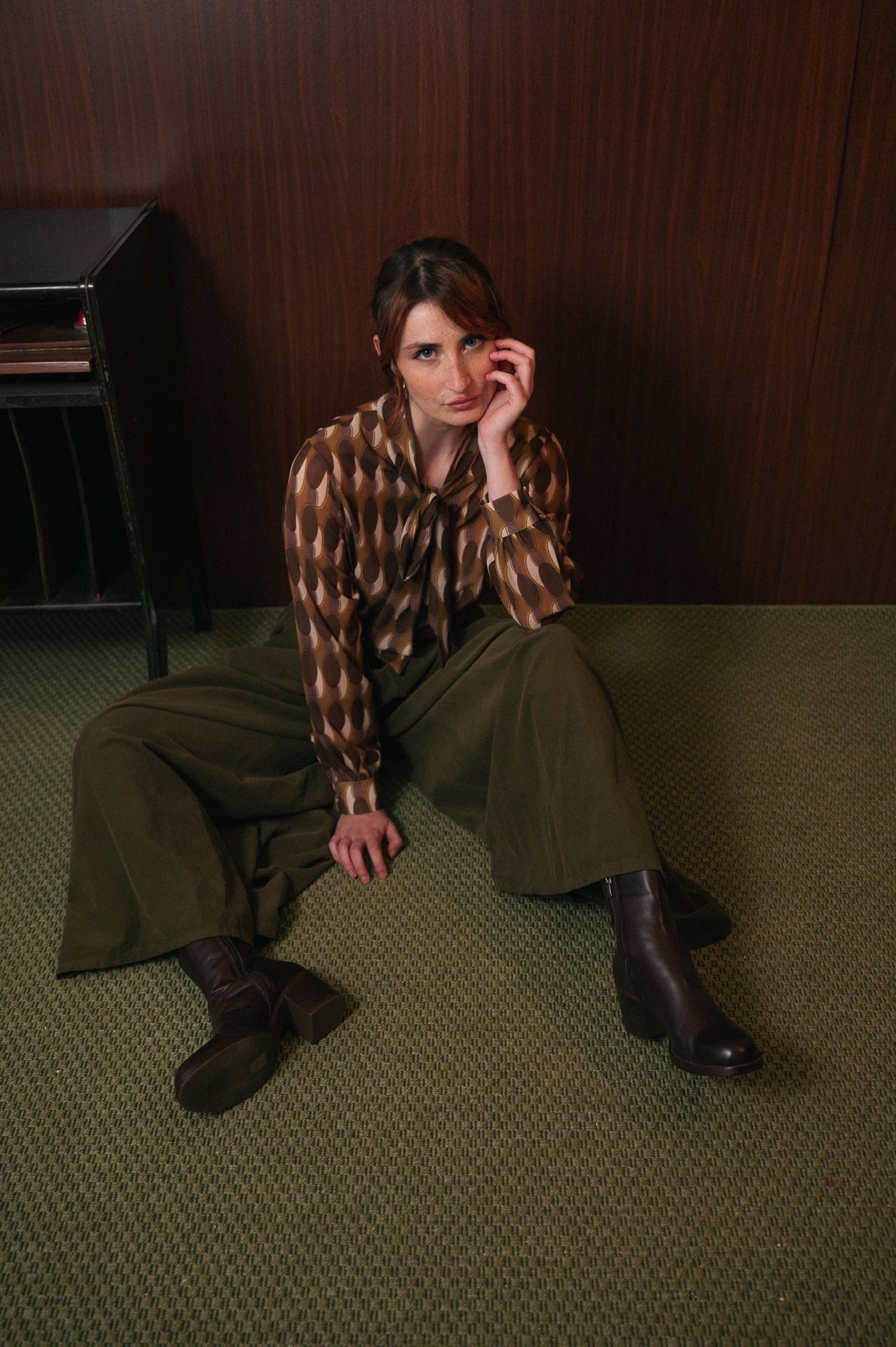 Pantaloni Palazzo Donna in Velluto a Coste | Vita Alta Verde Bosco | Made in Italy