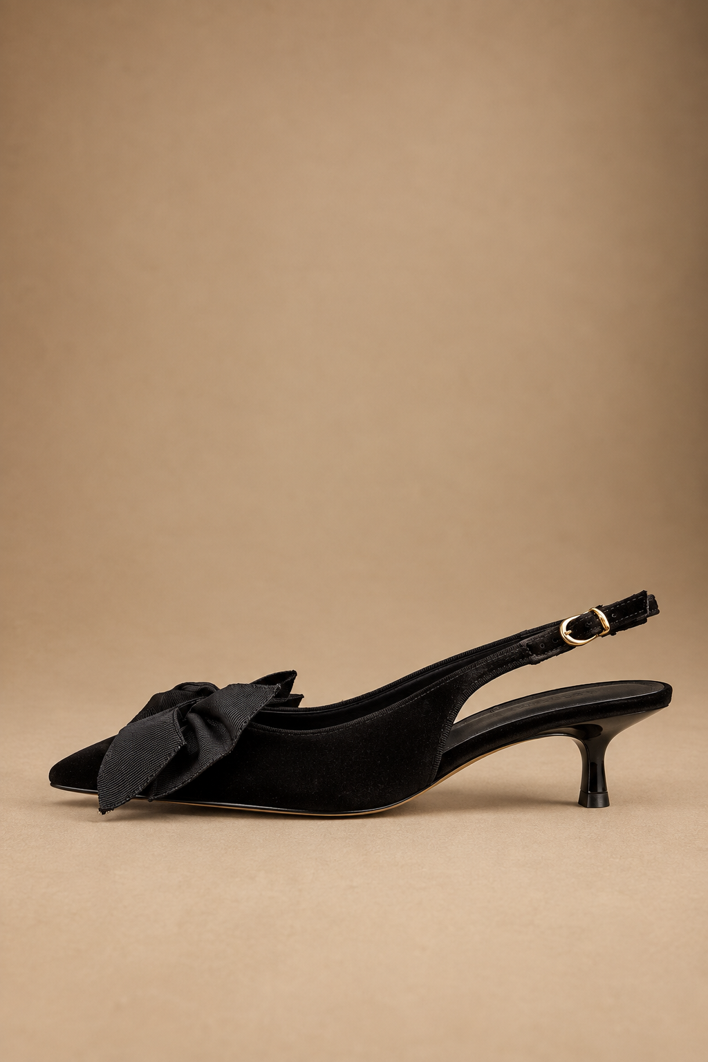 Décolleté Slingback Donna in Velluto Bordeaux con Fiocco e Tacco Kitten Heel 3 cm