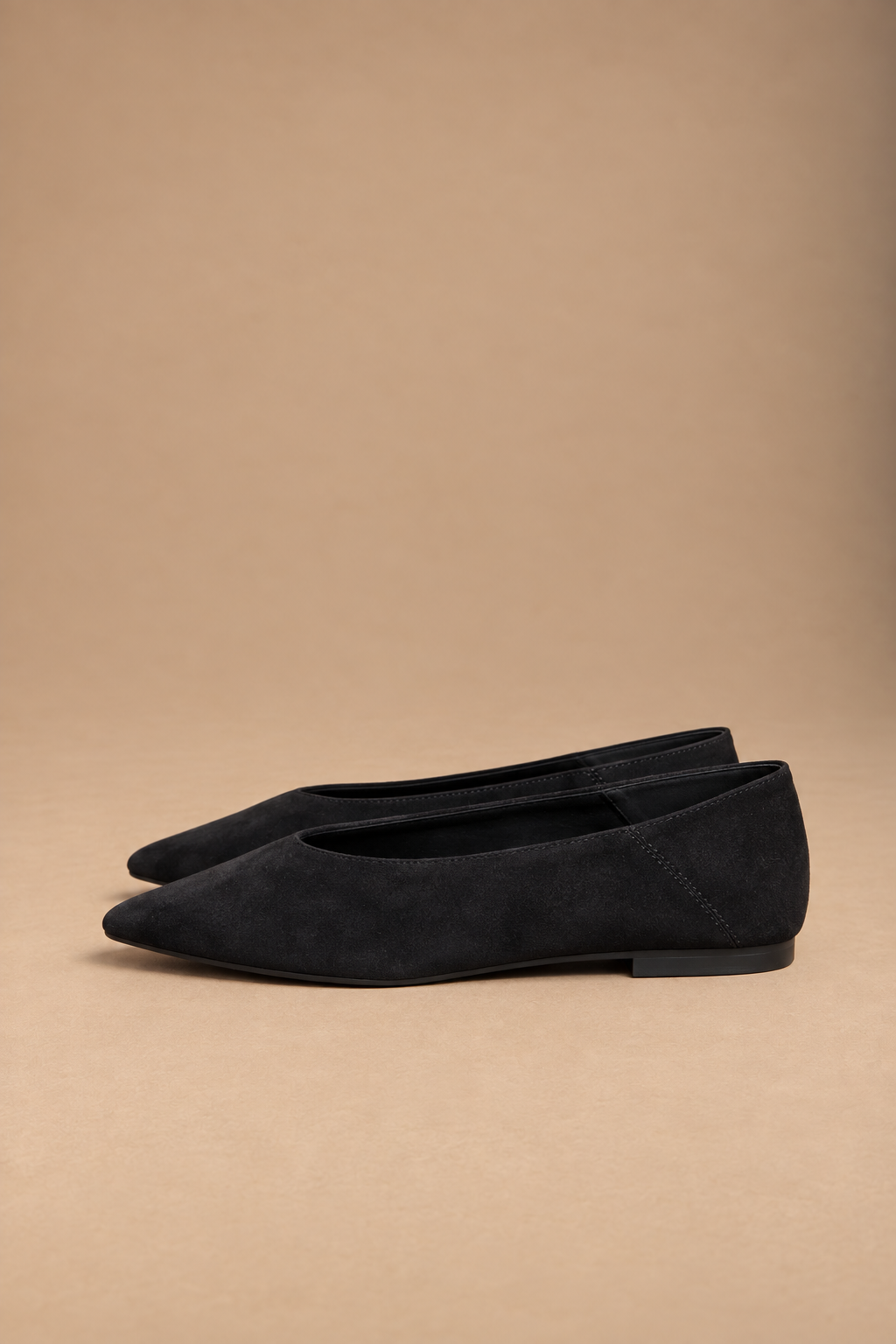 Ballerina Donna a Punta Color nero Effetto Camoscio – Flat