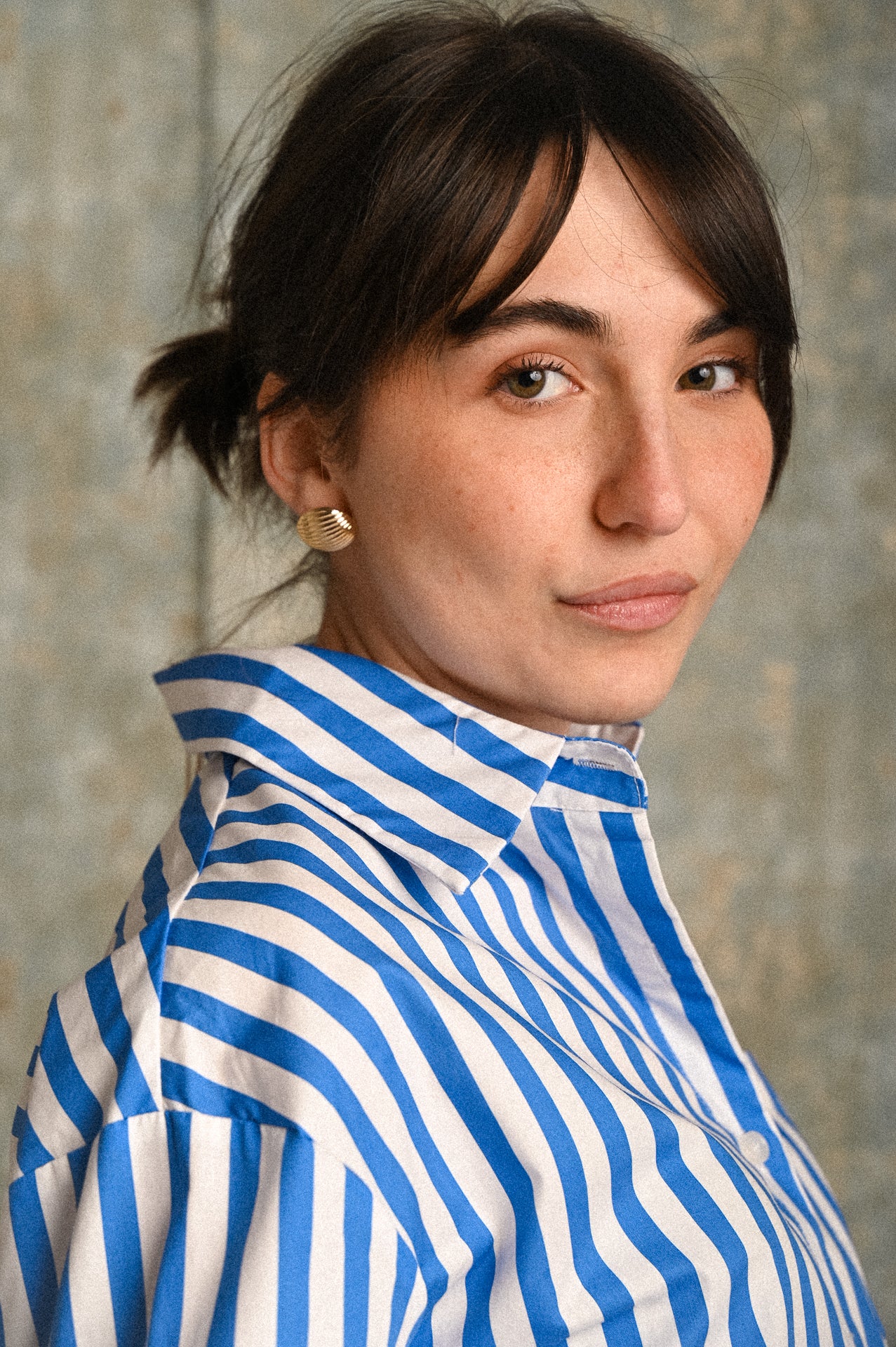 Camicia Felce a Righe Azzurro e Bianco con Tasca – Cotone 100%