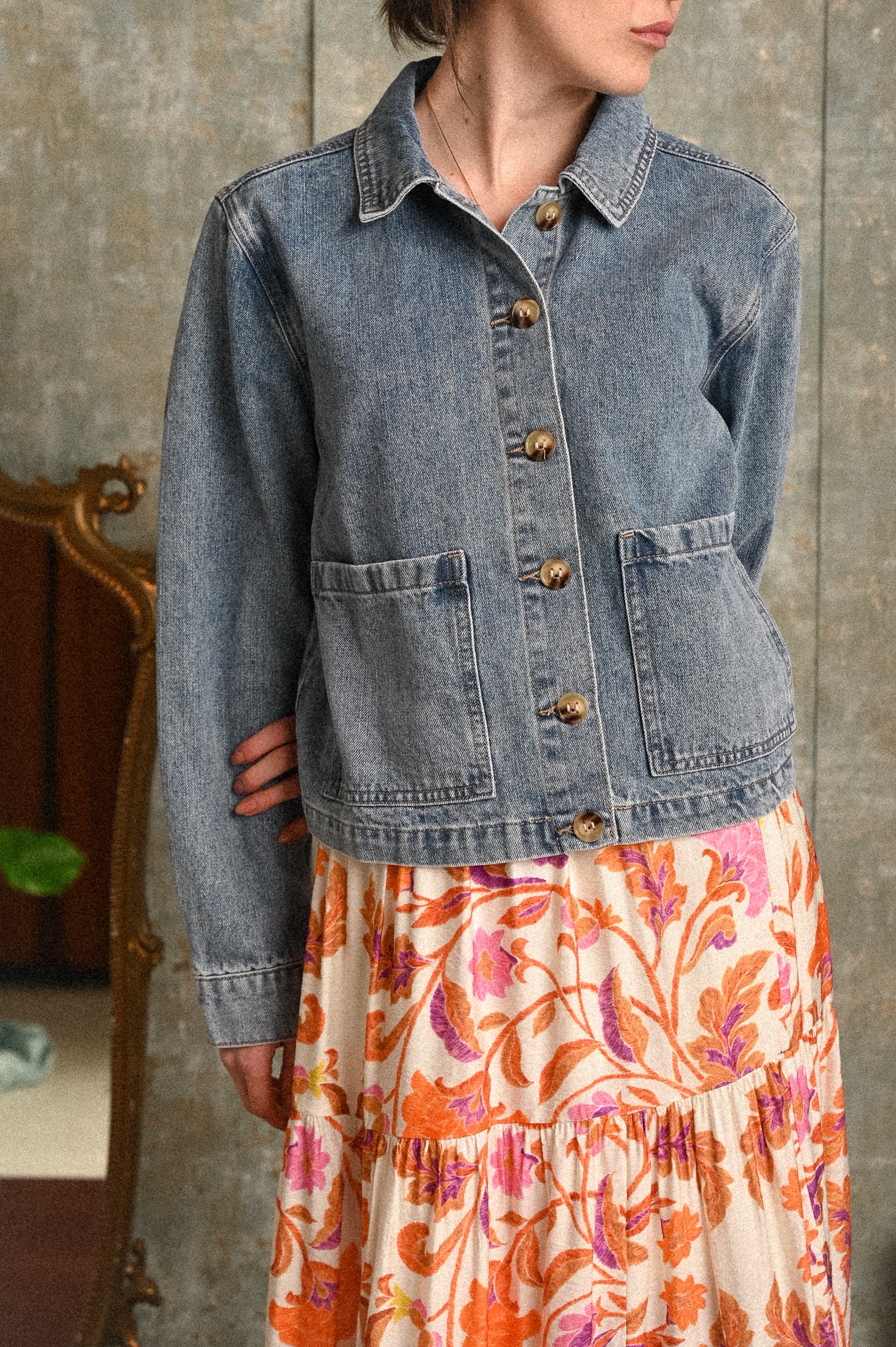 Giacca Lilà Donna Denim Chiaro con Tasche