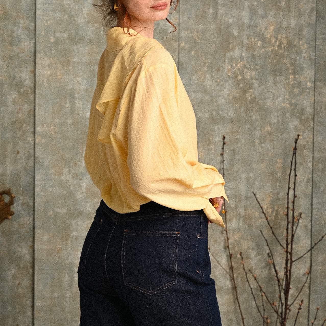 Jeans Ginestra gamba larga vita alta blu scuro