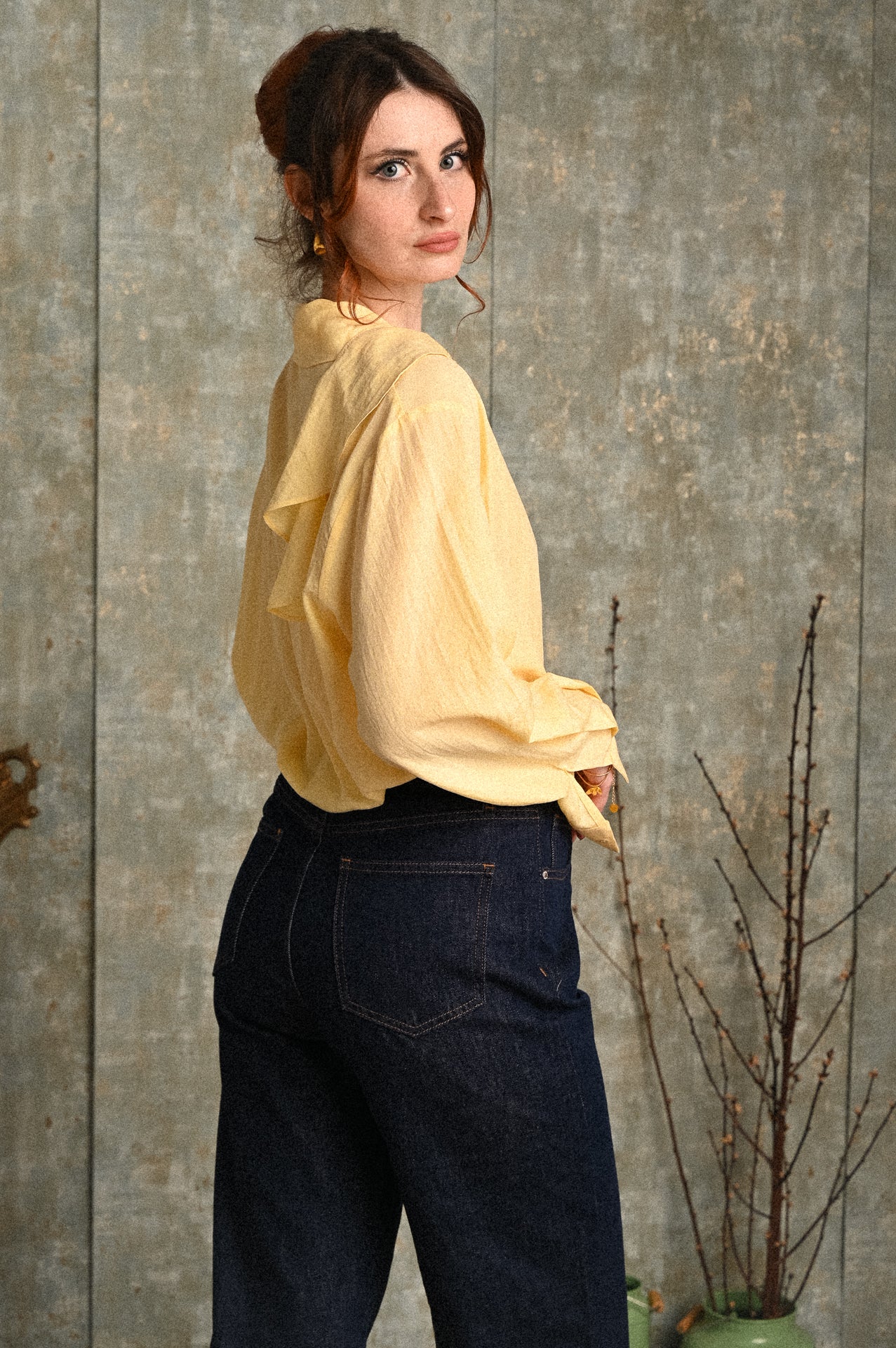 Jeans Ginestra gamba larga vita alta blu scuro