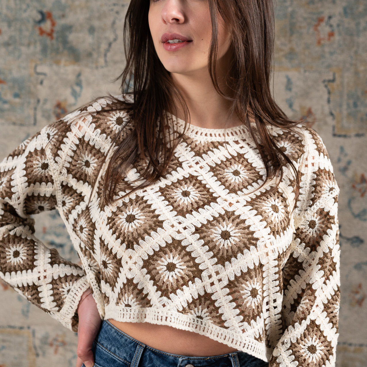 Maglia crop donna boho