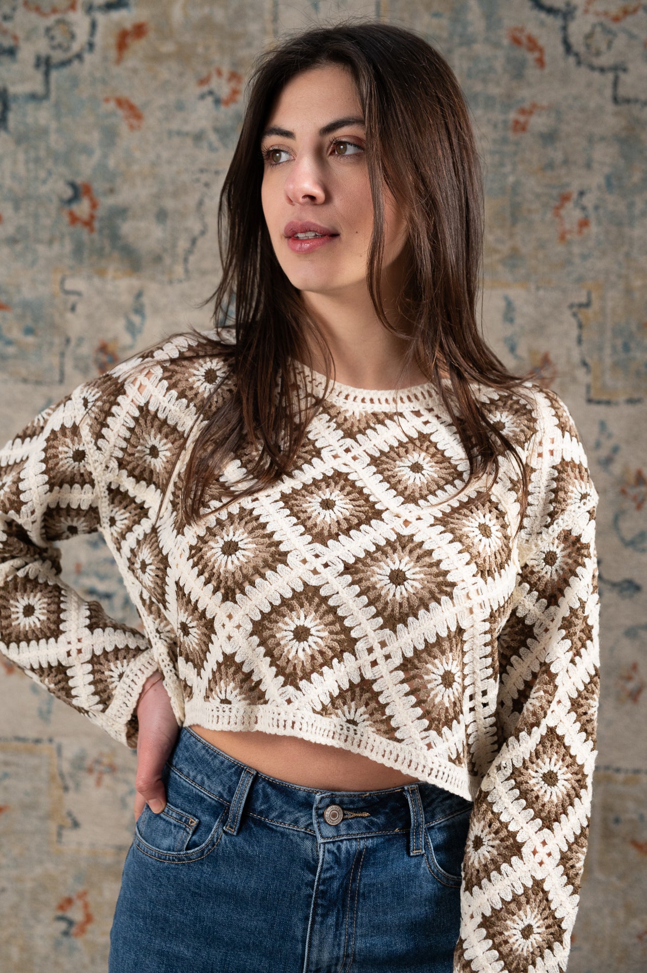 Maglia crop donna boho