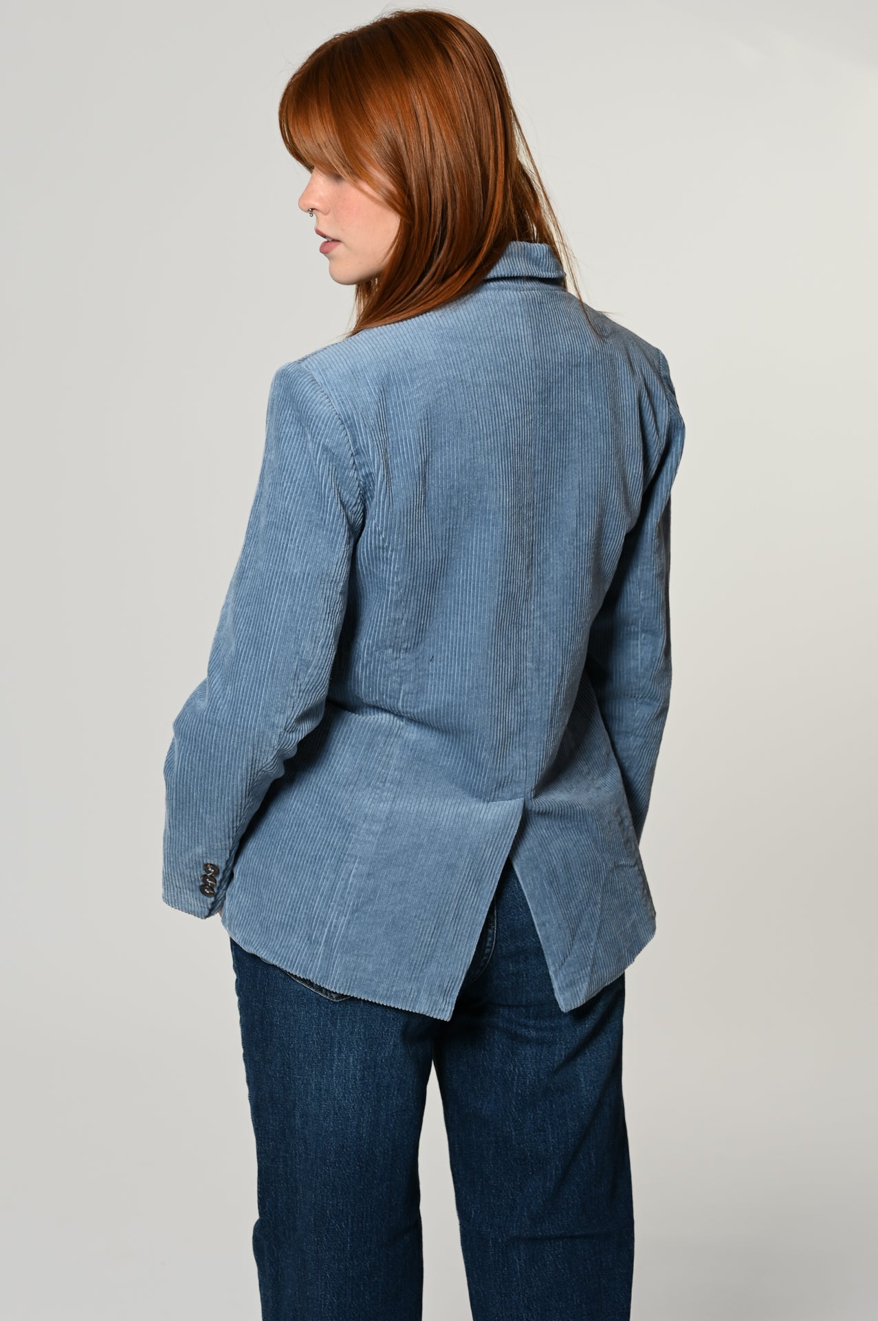 Blazer in velluto azzurro