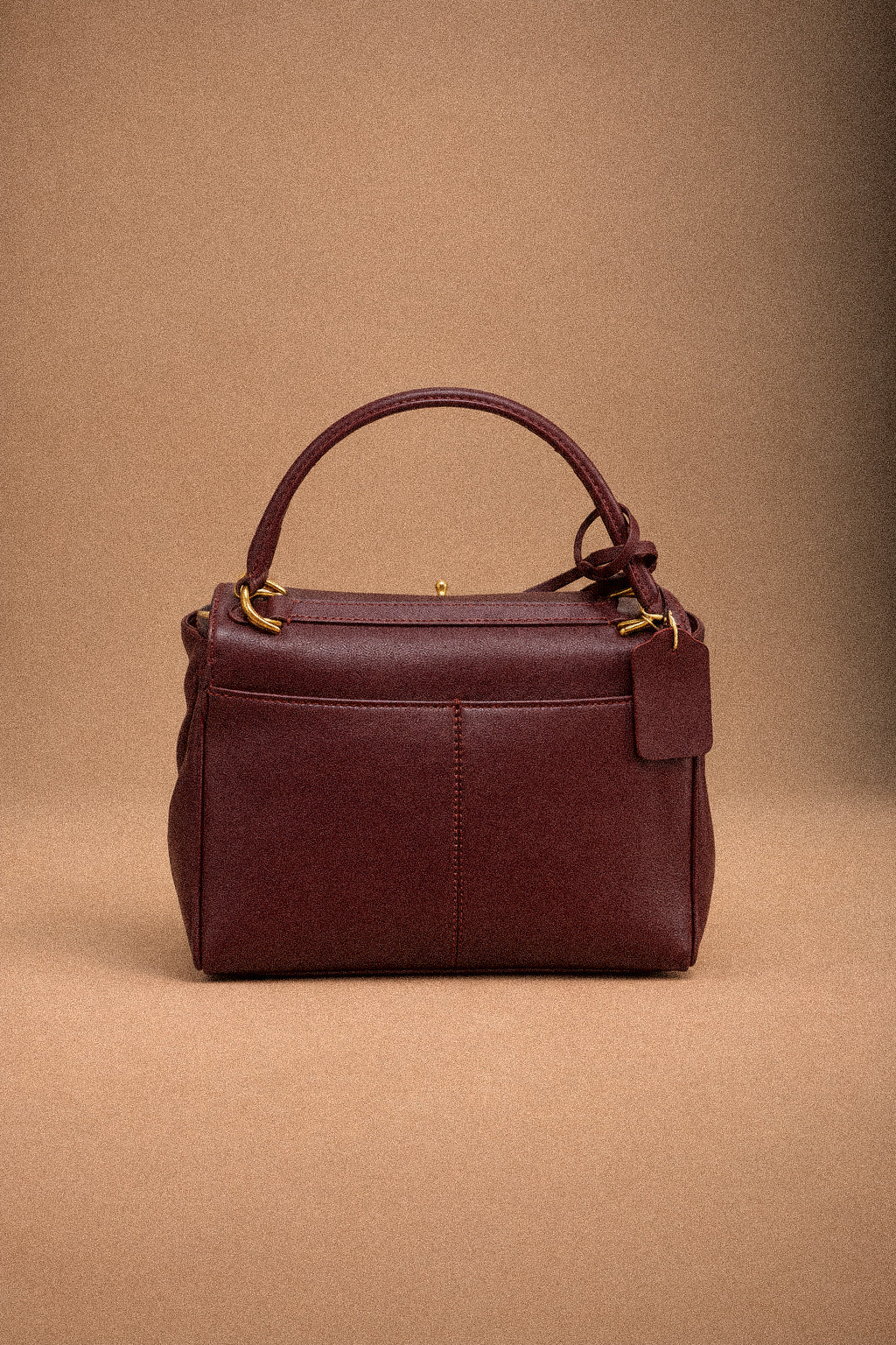 Borsa a Mano e Tracolla da Donna in Vera Pelle Liscia bordeaux– Chiusura a Girello