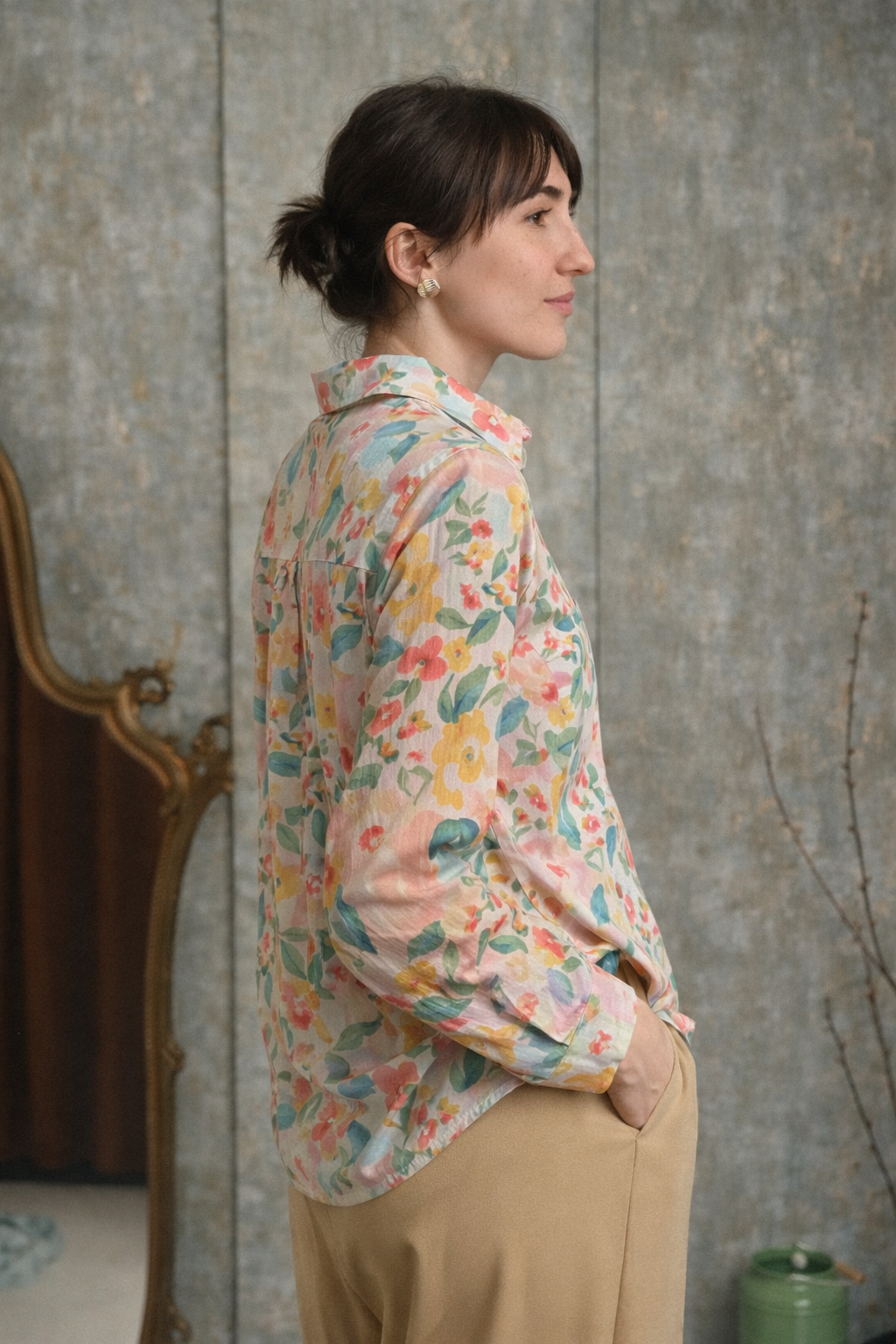 Camicia Florissa in Cotone 100% con Fantasia Floreale