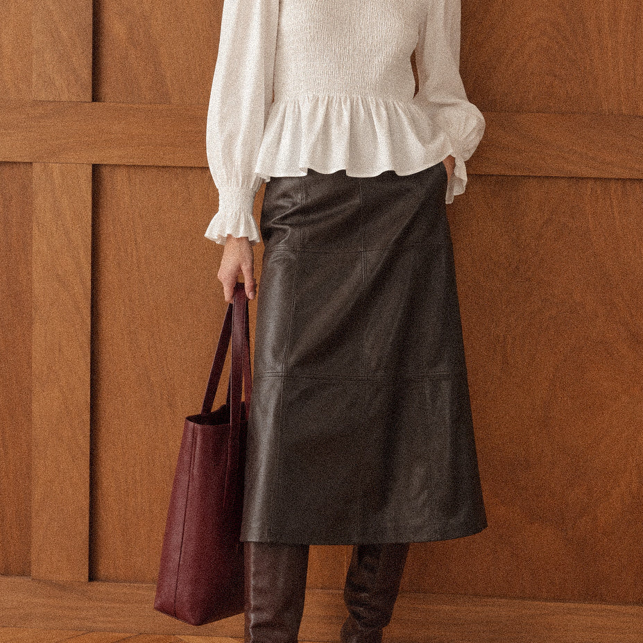 Blusa Donna bianca con Corpino Arricciato e Maniche Voluminose