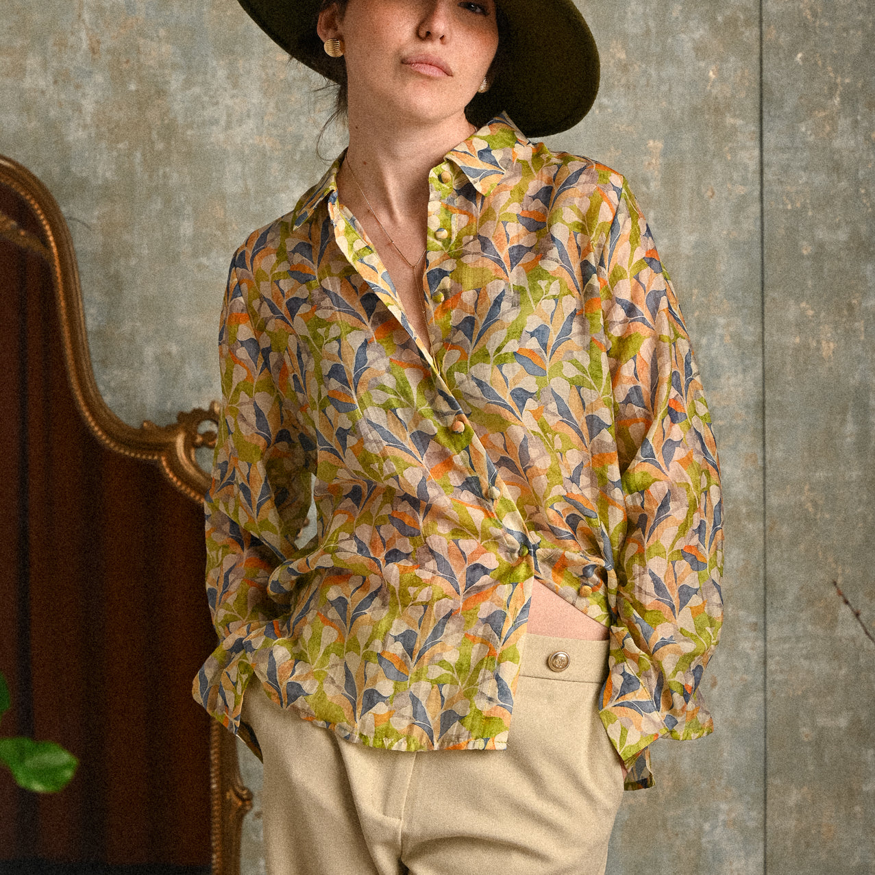 Camicia donna Alloro fantasia foliage