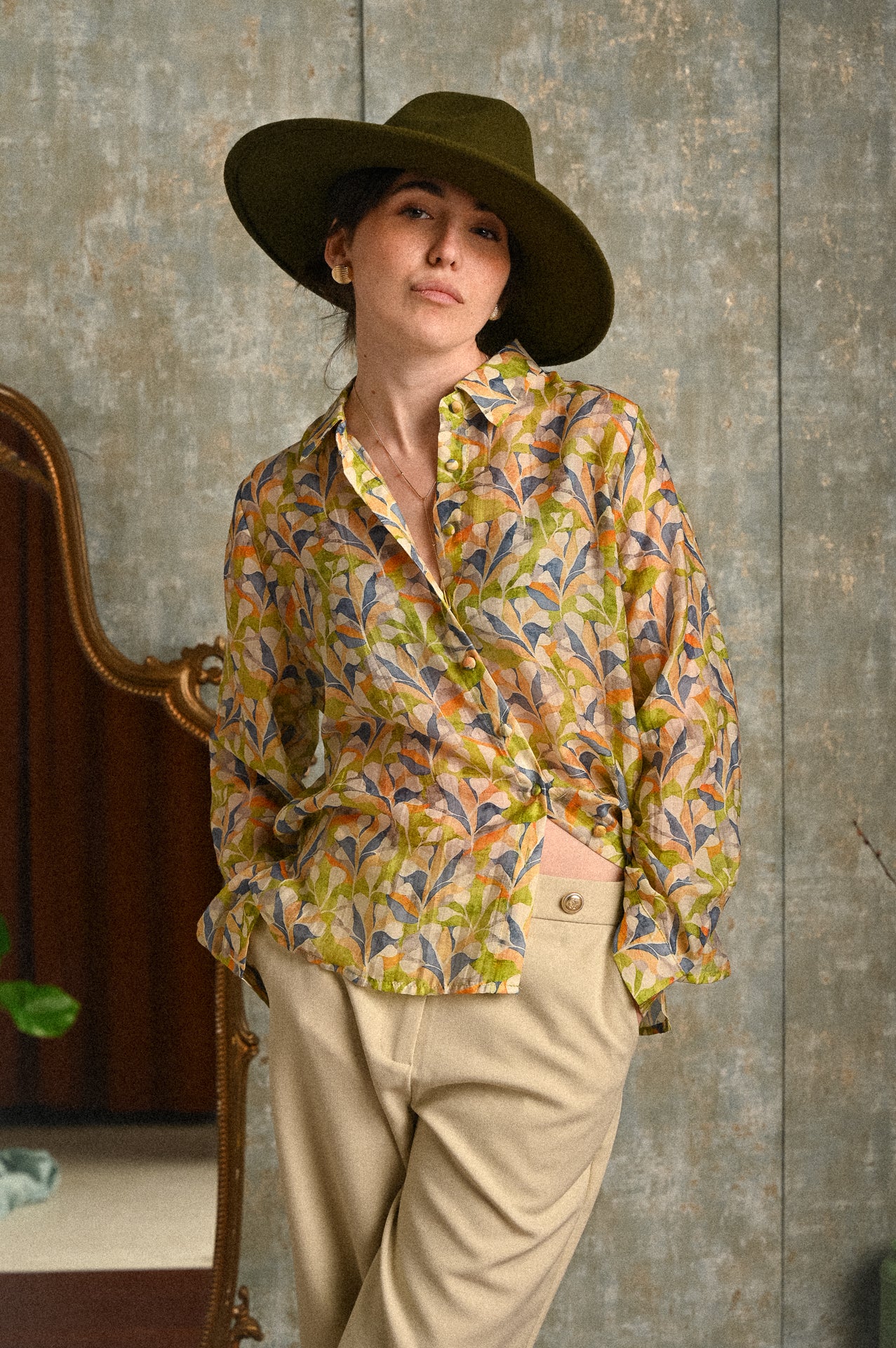 Camicia donna Alloro fantasia foliage