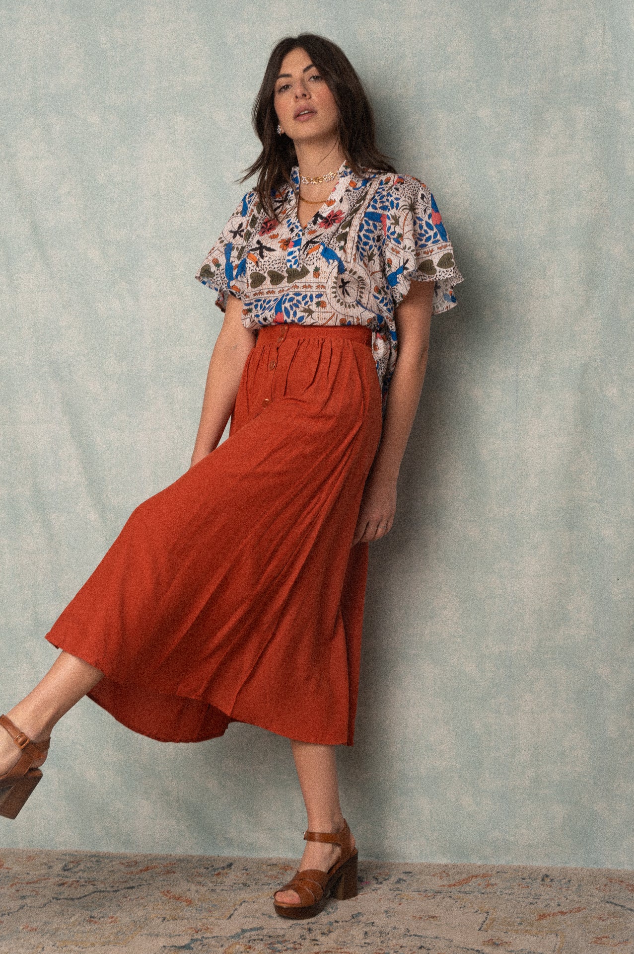 Gonna midi color terracotta