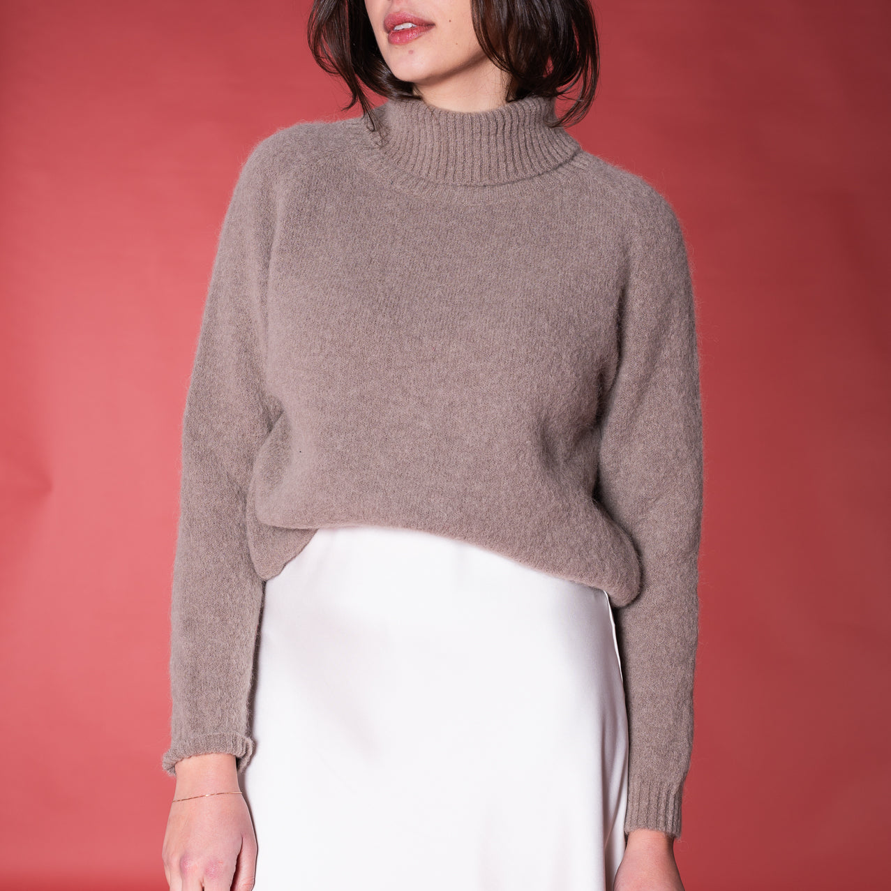 Maglione in alpaca tortora