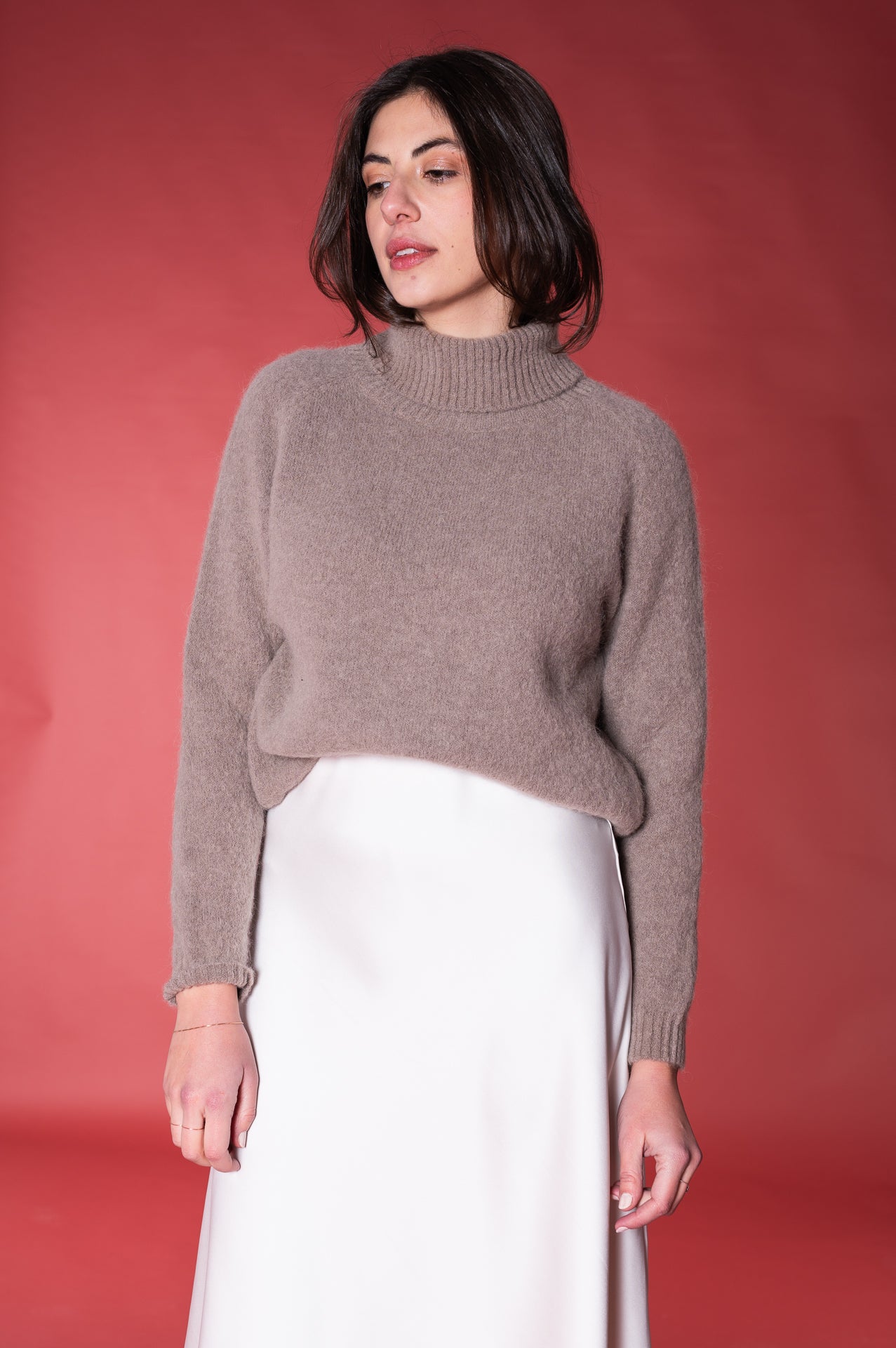 Maglione in alpaca tortora