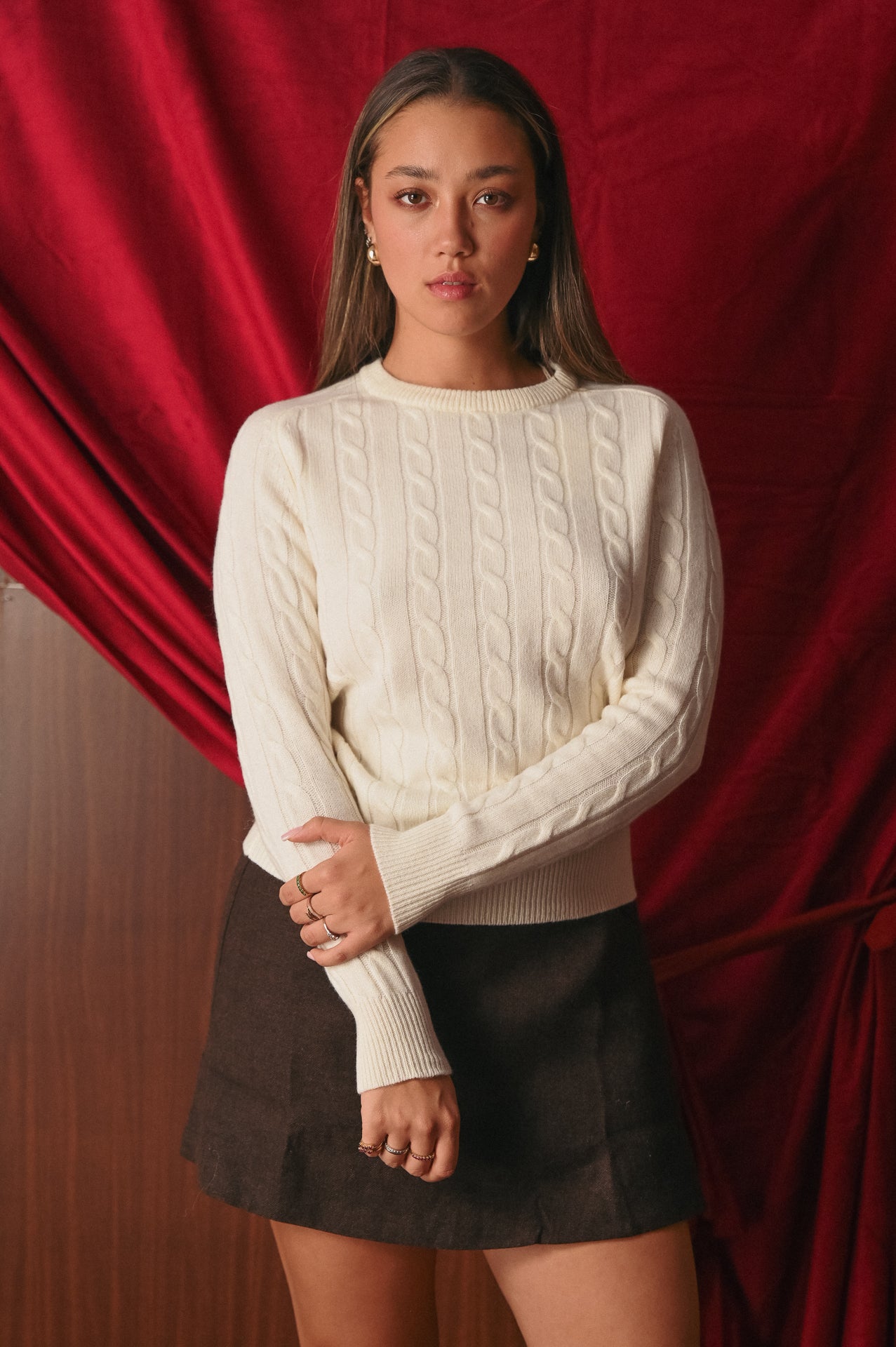 Maglione 100% Lana Donna a Trecce | Pullover Cable Knit panna