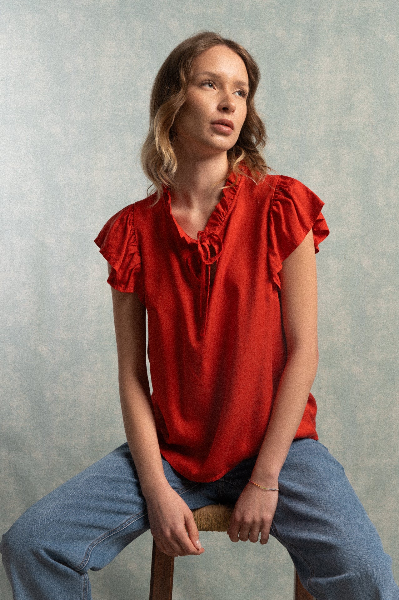 Top rosso manica corta