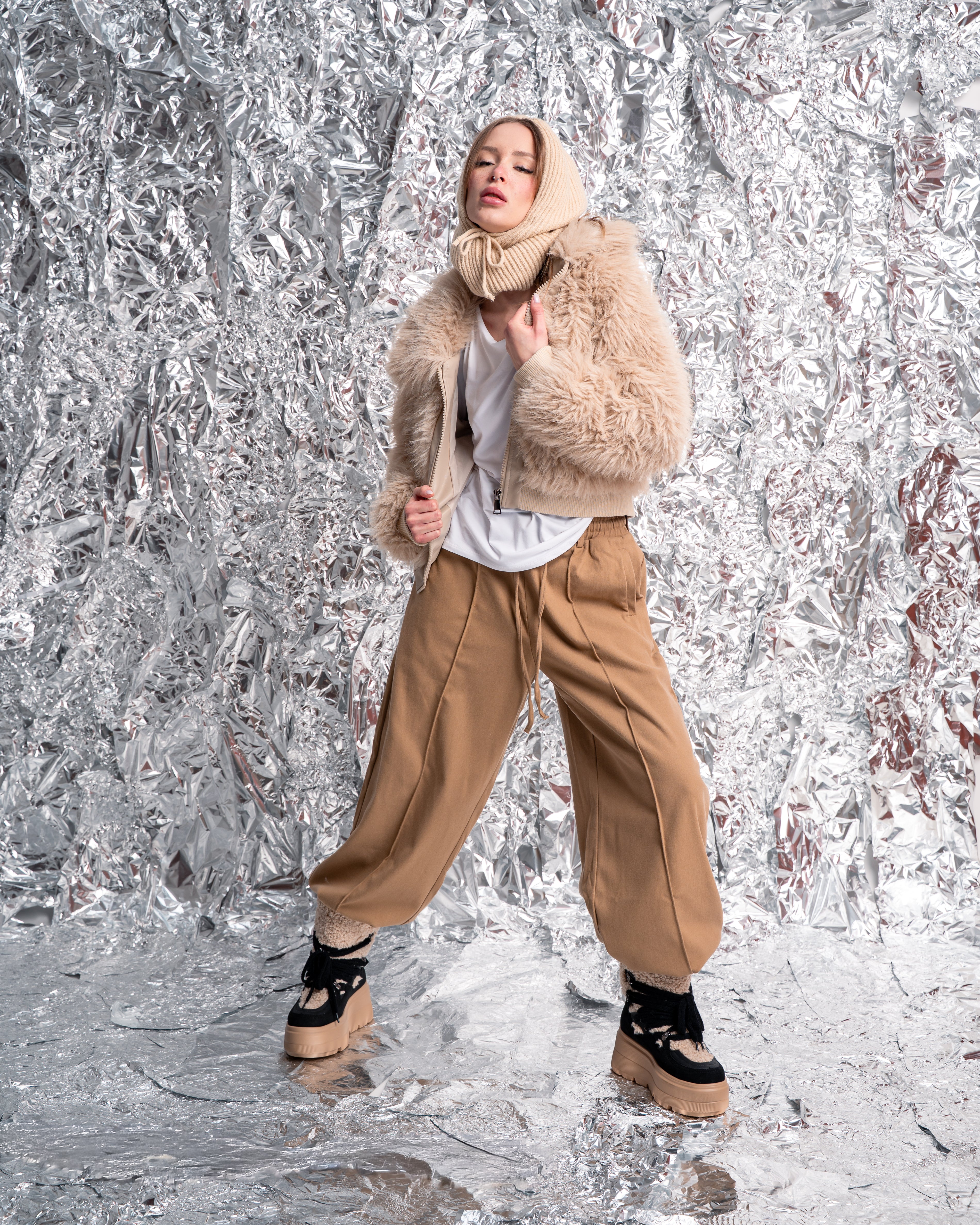 Tuta Pantalone Fluida con Elastico in Vita e Tasche – Marrone