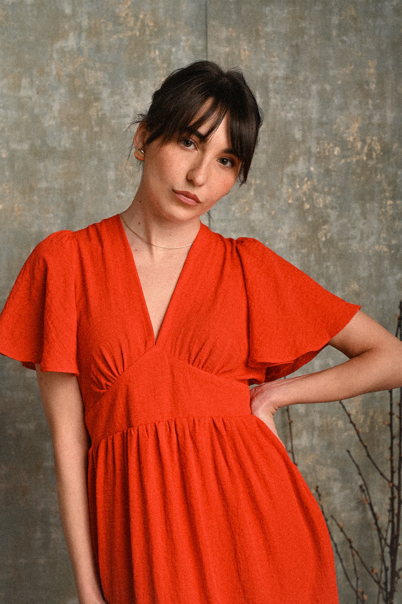 Abito Orchidea rosso Donna con Scollo Posteriore e Laccio