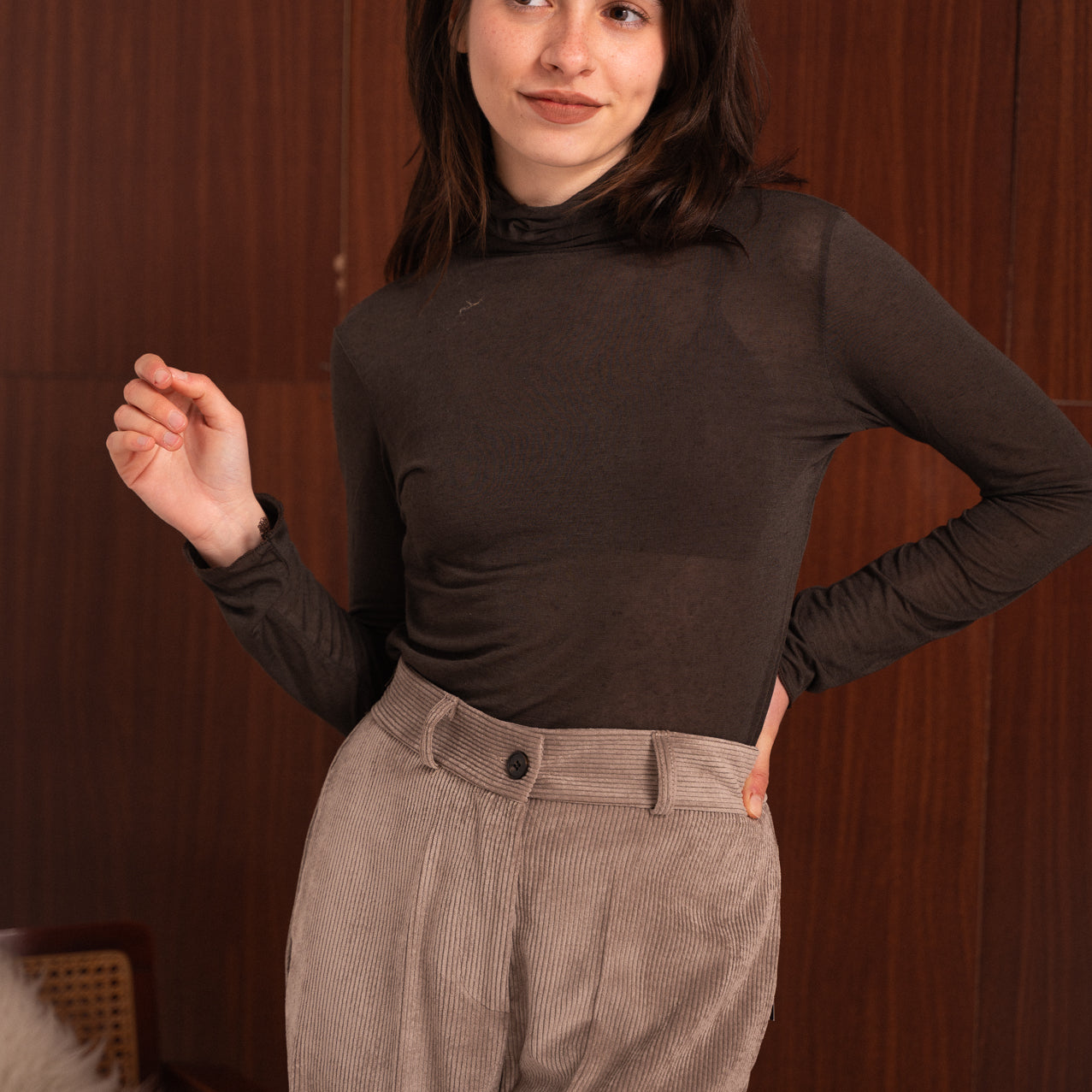 Dolcevita marrone misto cashmere