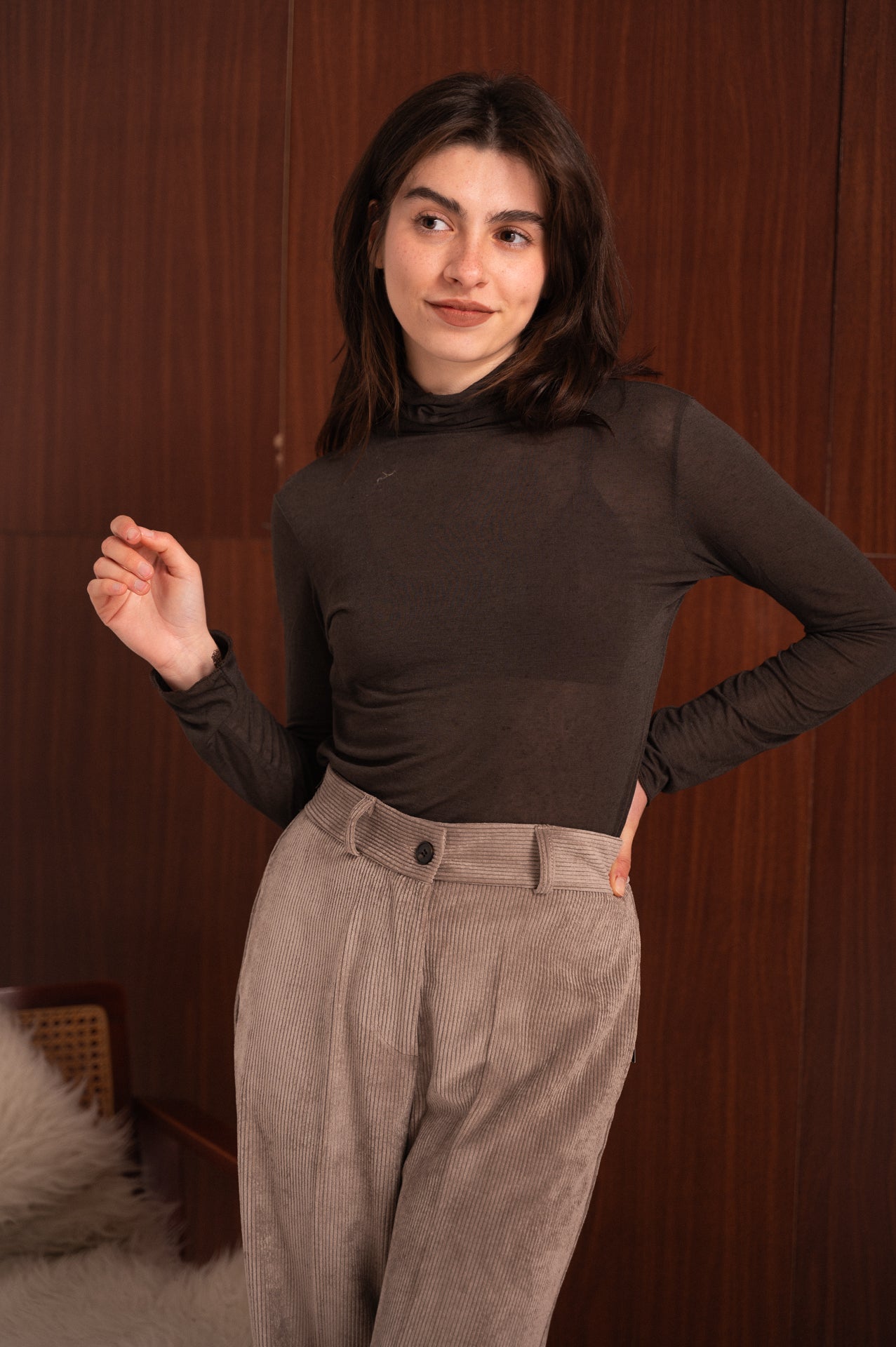 Dolcevita marrone misto cashmere