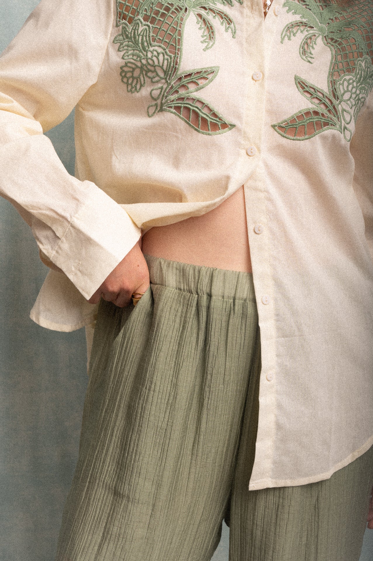 Camicia Amelia écru con ricamo