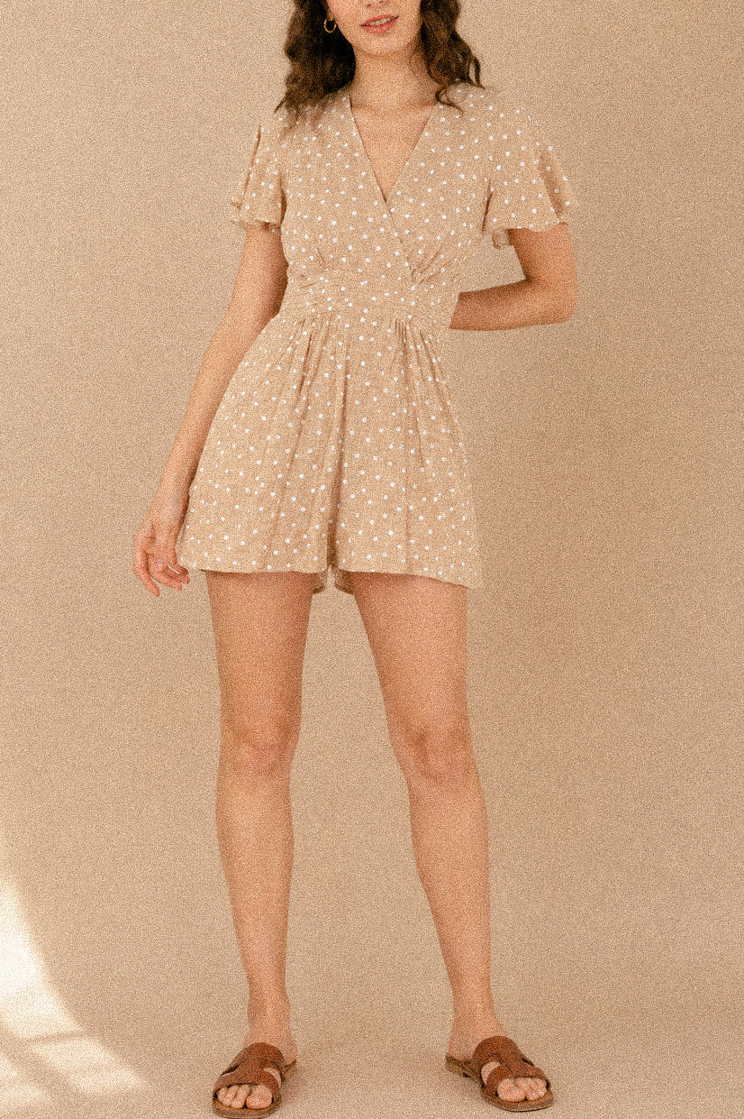 Tutina “Pois Nature” – jumpsuit corta in cotone con pois