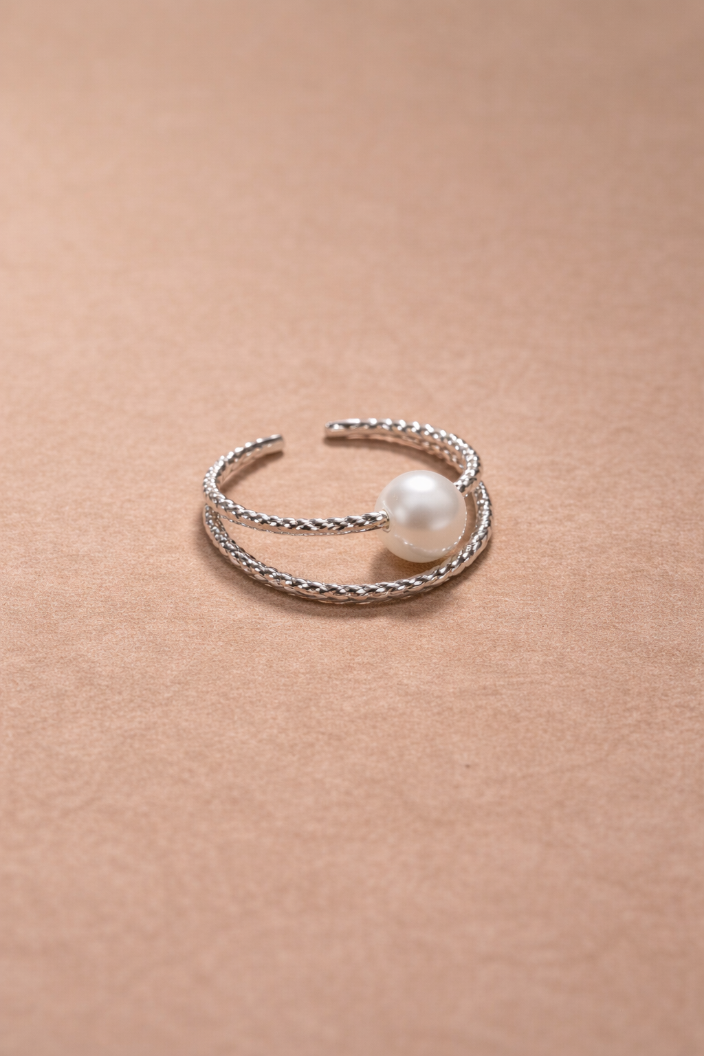 Anello Regolabile Acciaio con Perla