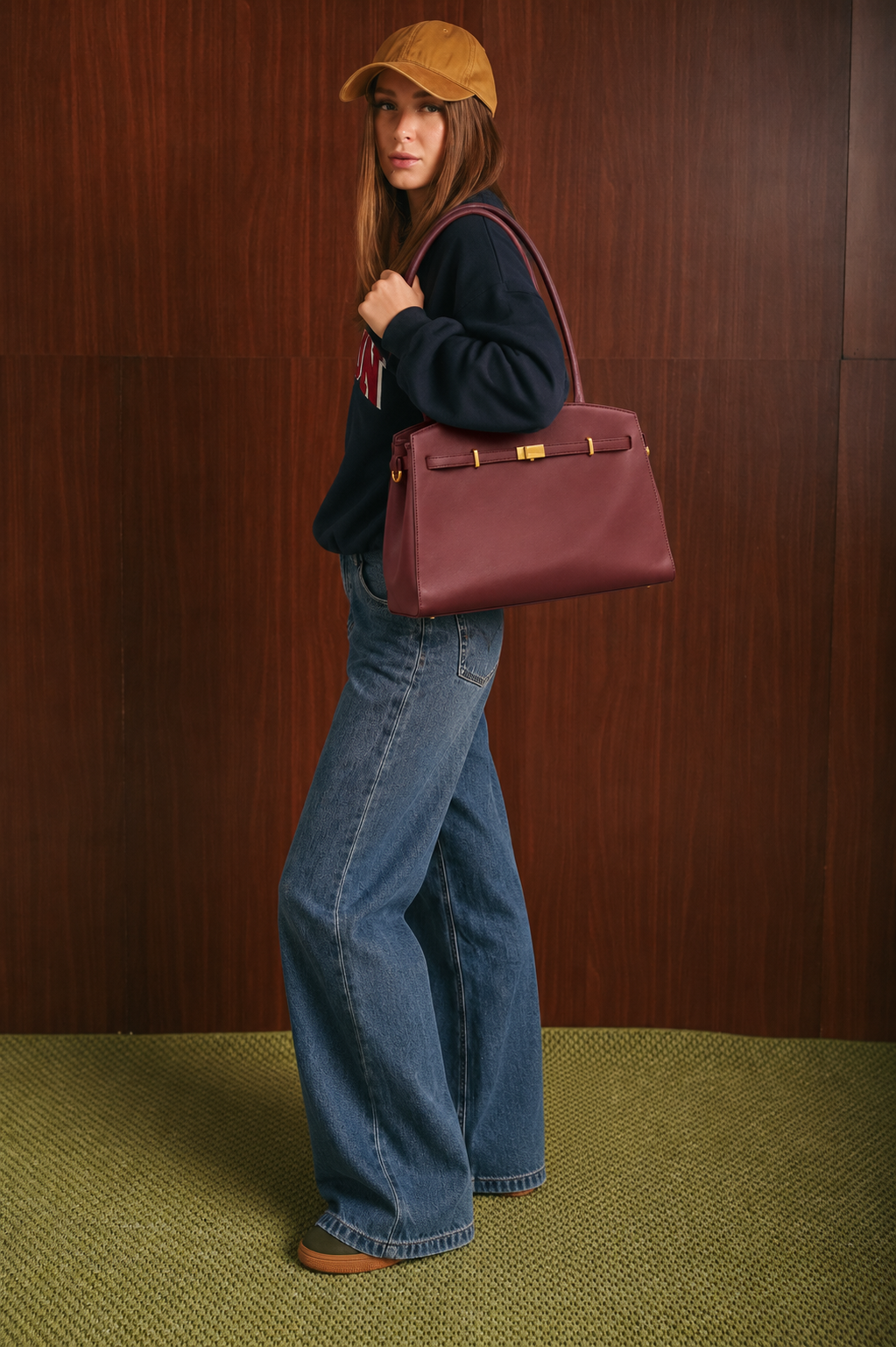 Borsa Louise in vera pelle color bordeaux