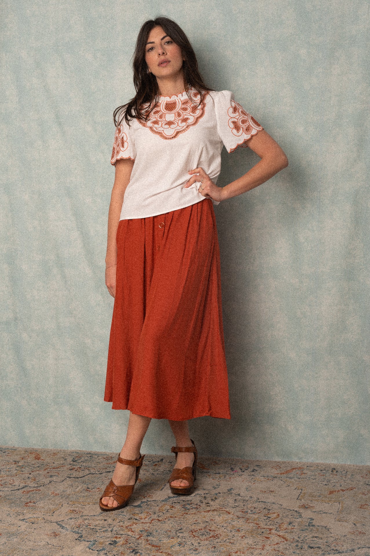Gonna midi color terracotta