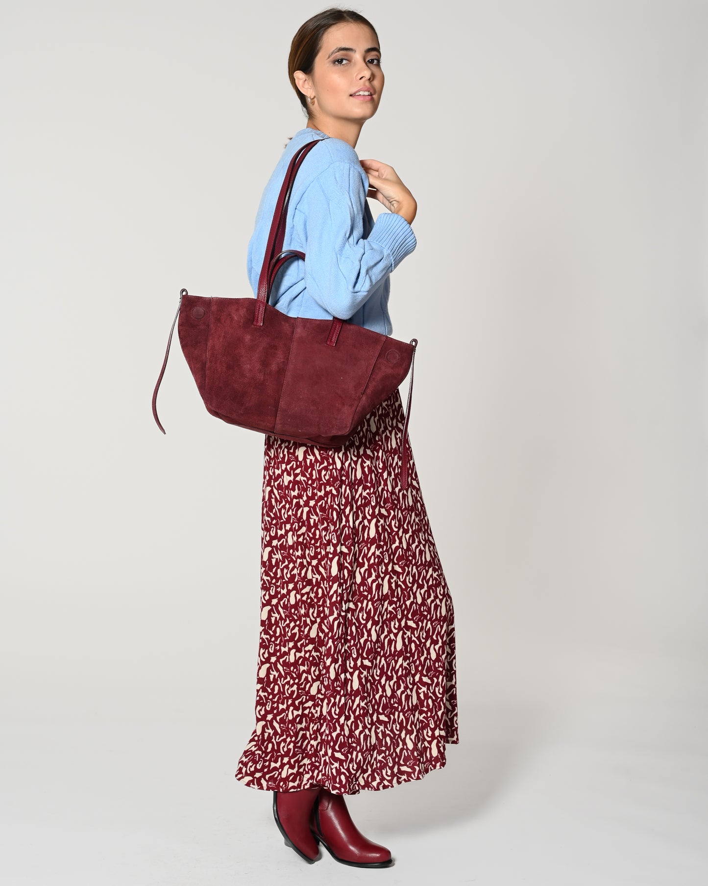 Borsa in camoscio bordeaux