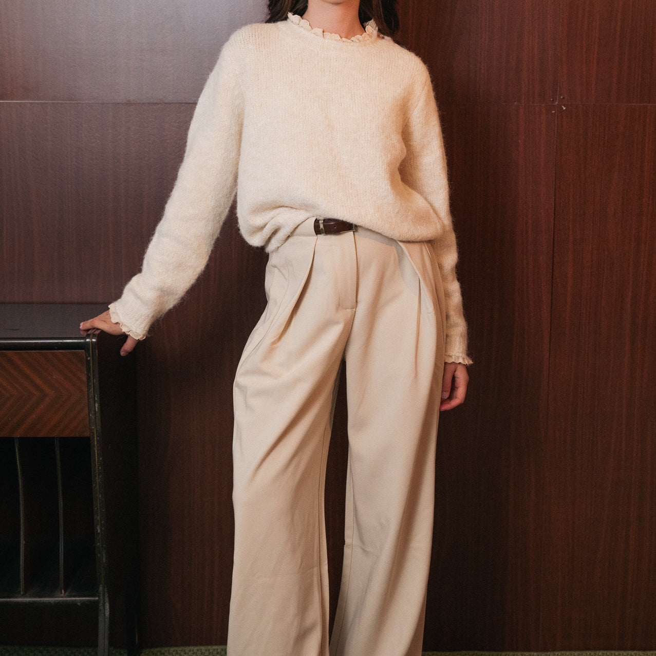 Maglione écru con ricami