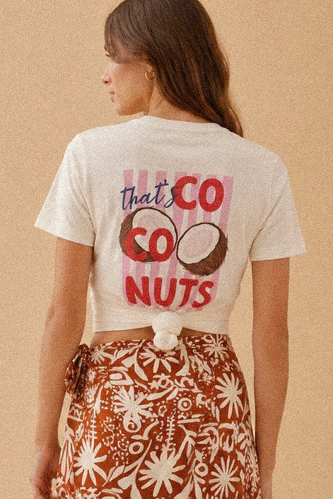 T-shirt Bianca con Stampa cocco in Cotone