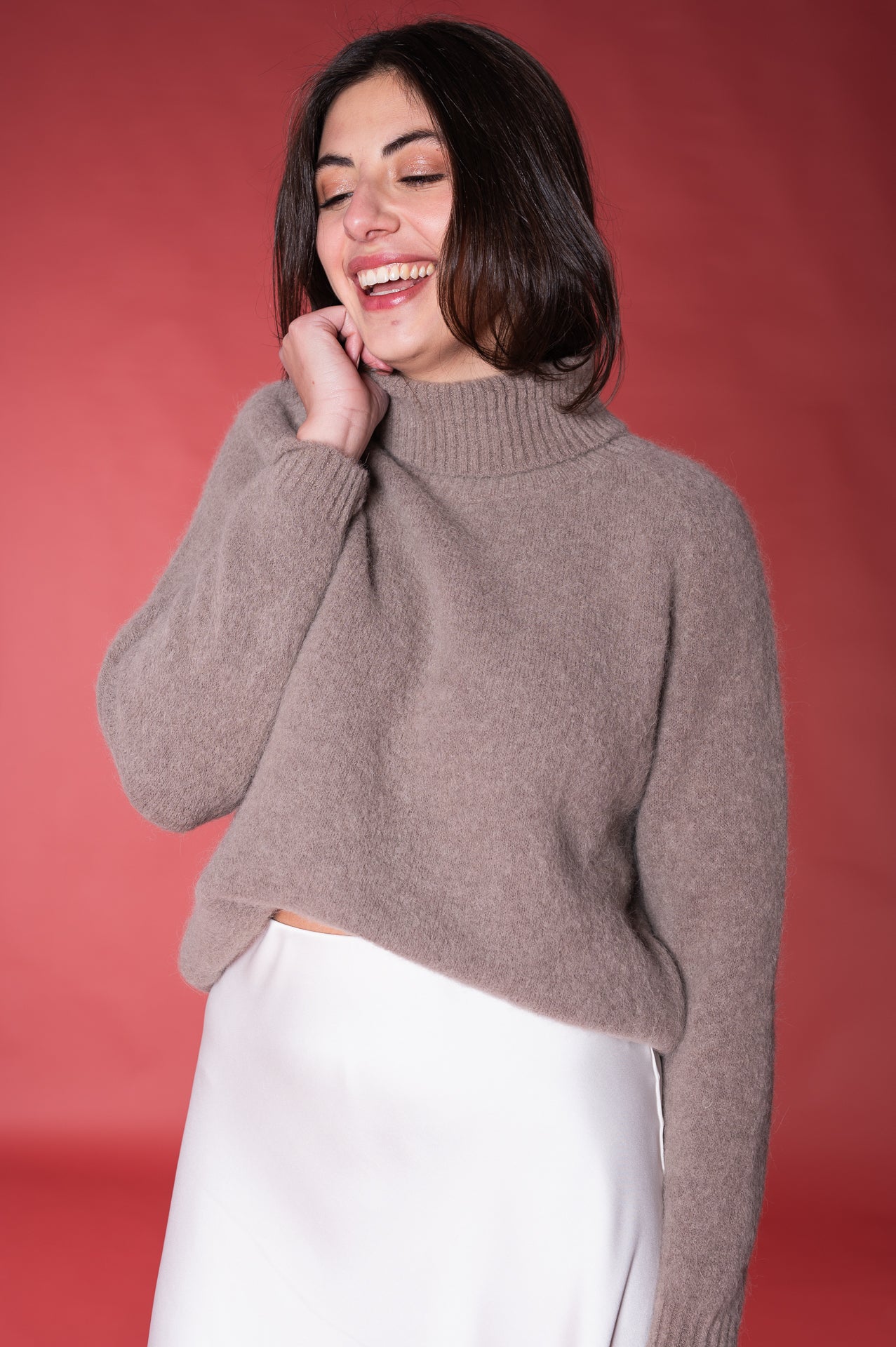 Maglione in alpaca tortora