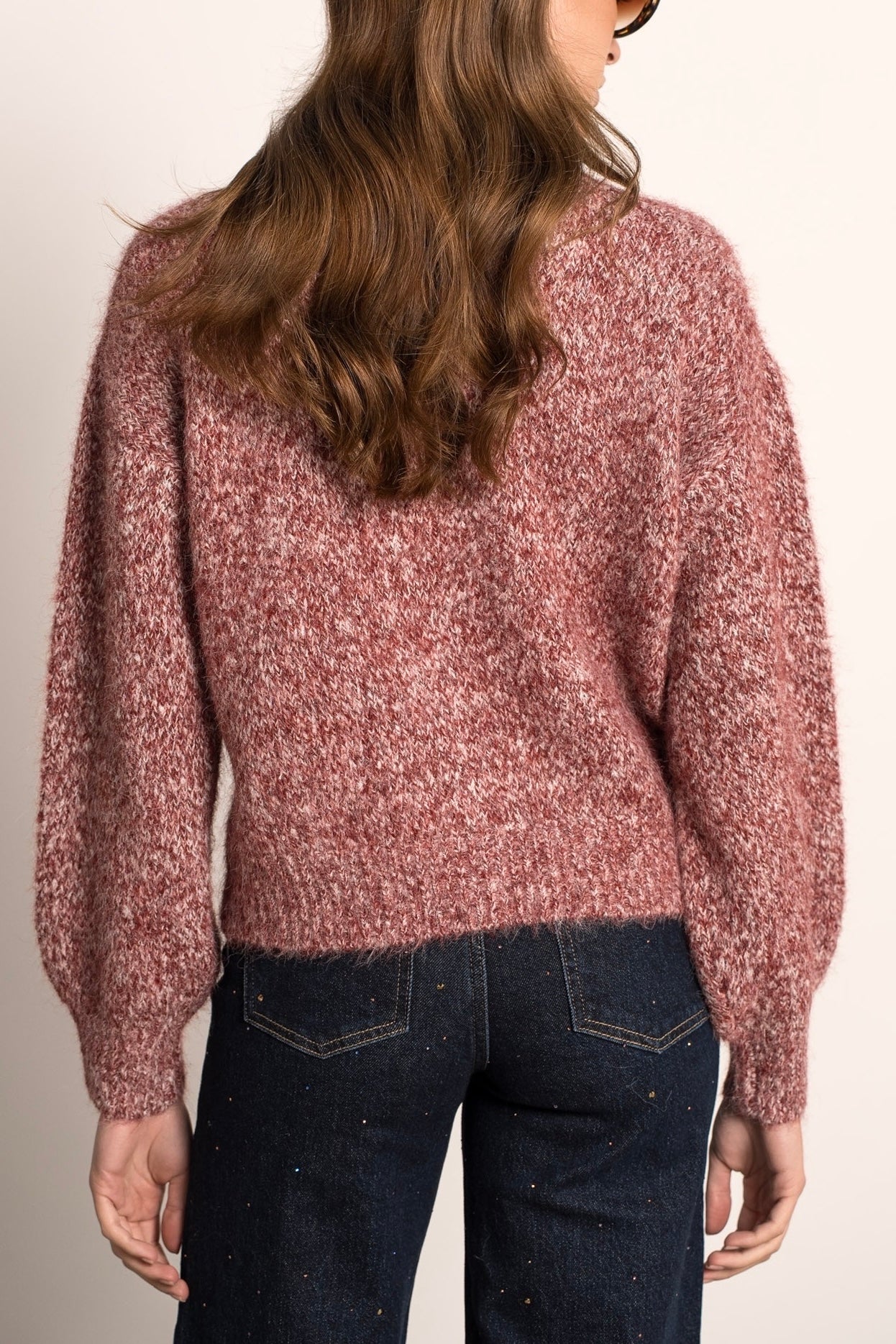 Cardigan Donna in Lana | Borgogna Mélange Bottoni
